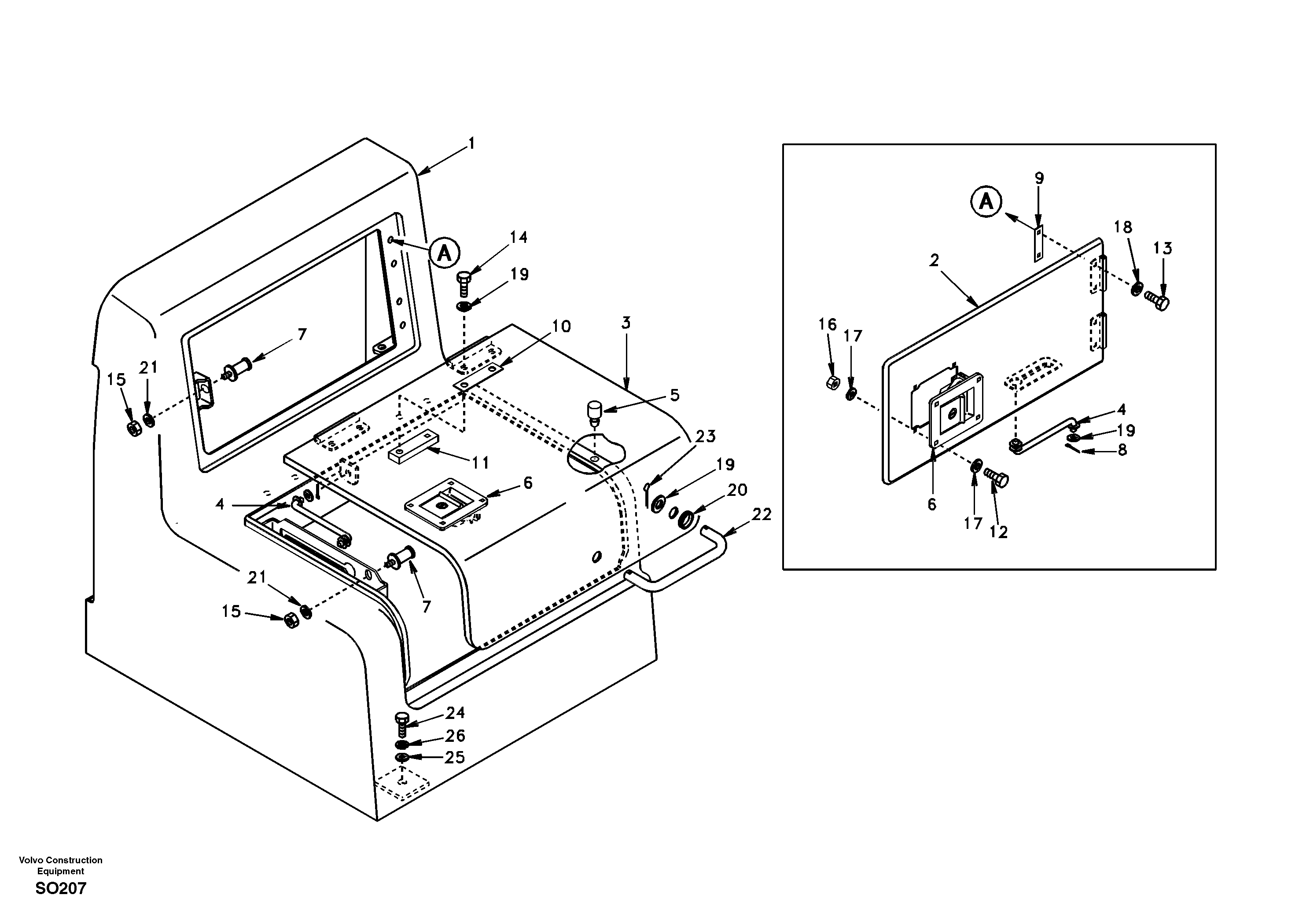 Tool box, cowl — volvo parts diagram