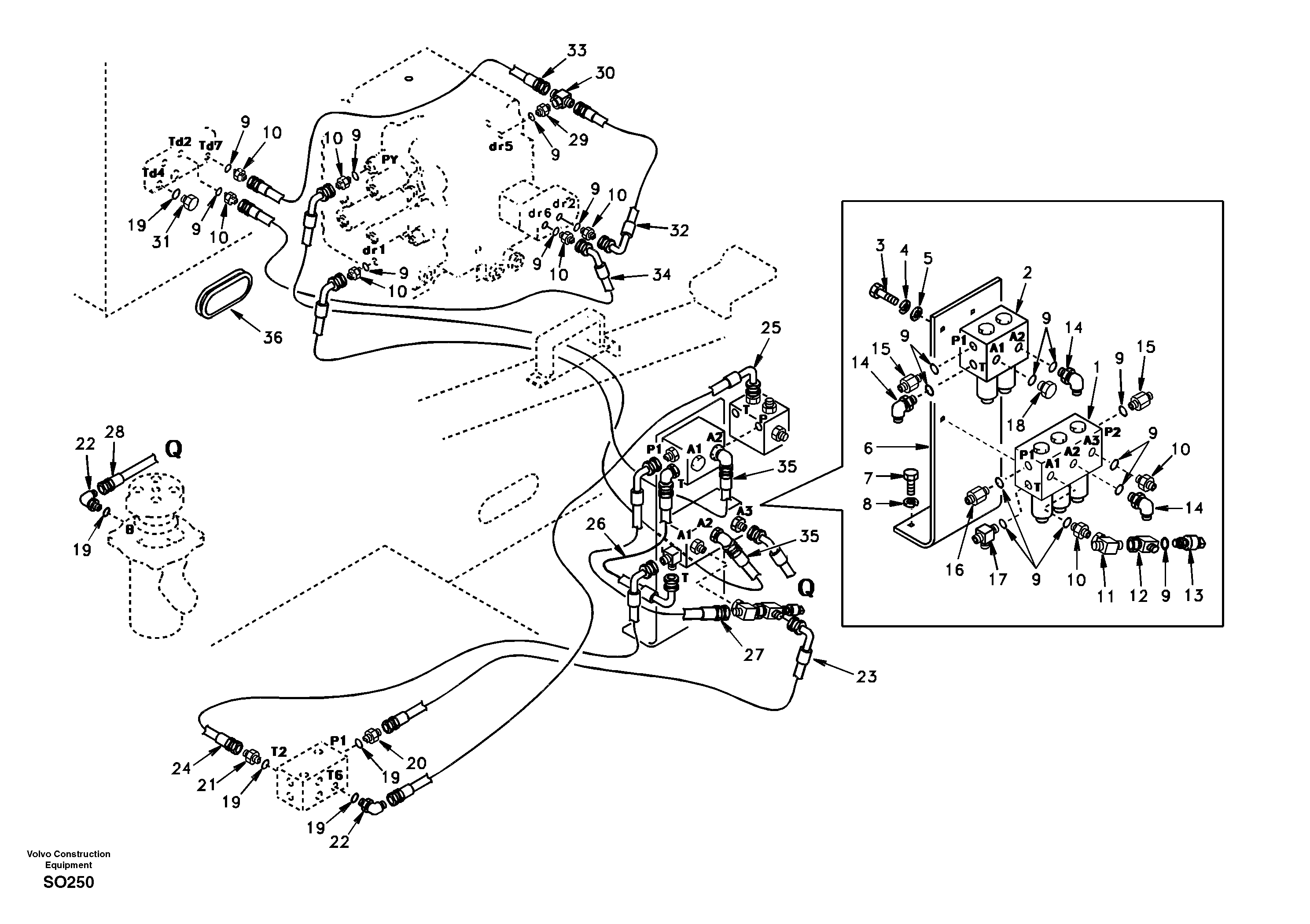 Servo system, control valve to solenoid valve — volvo parts diagram