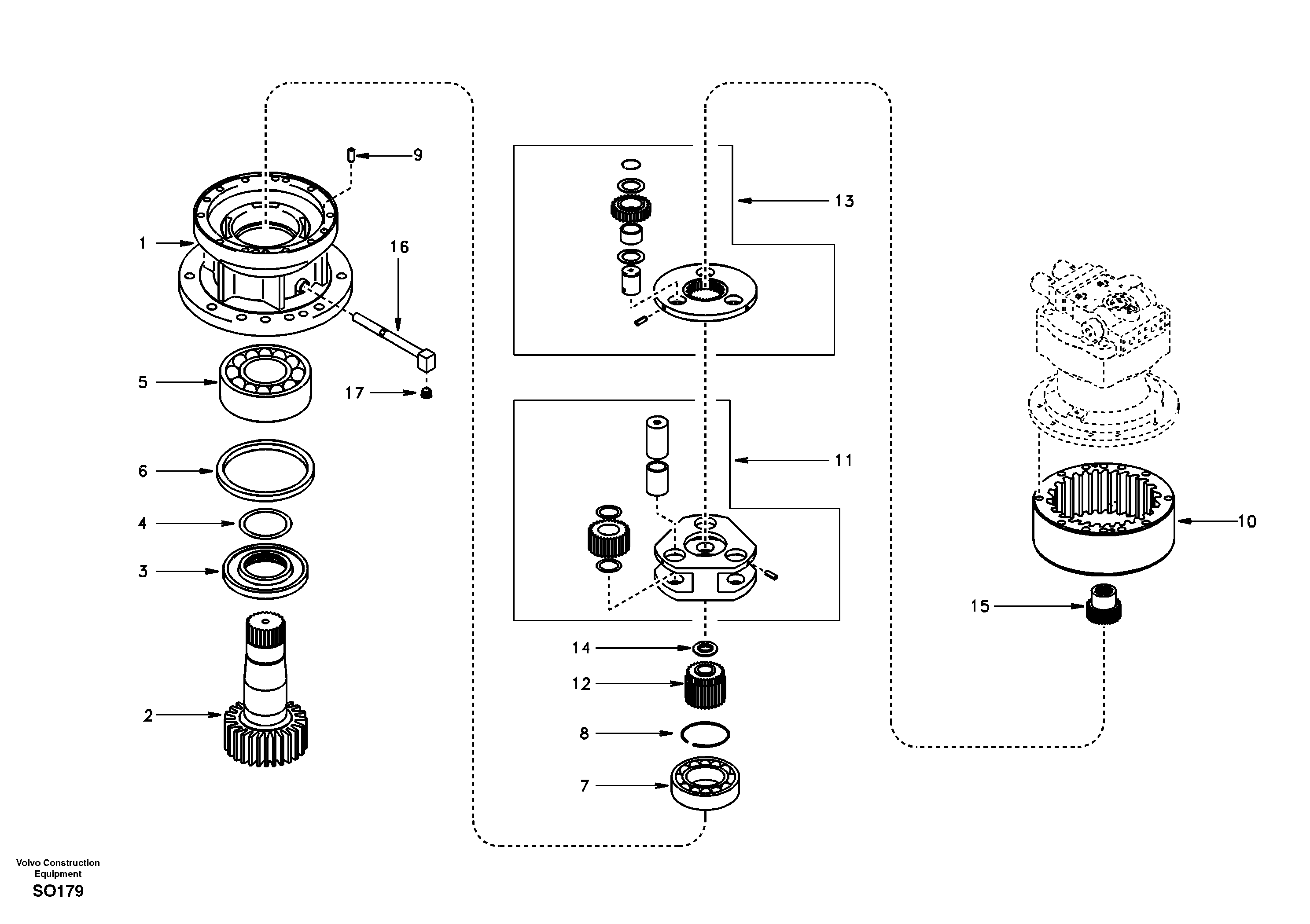 Swing gearbox — volvo parts diagram