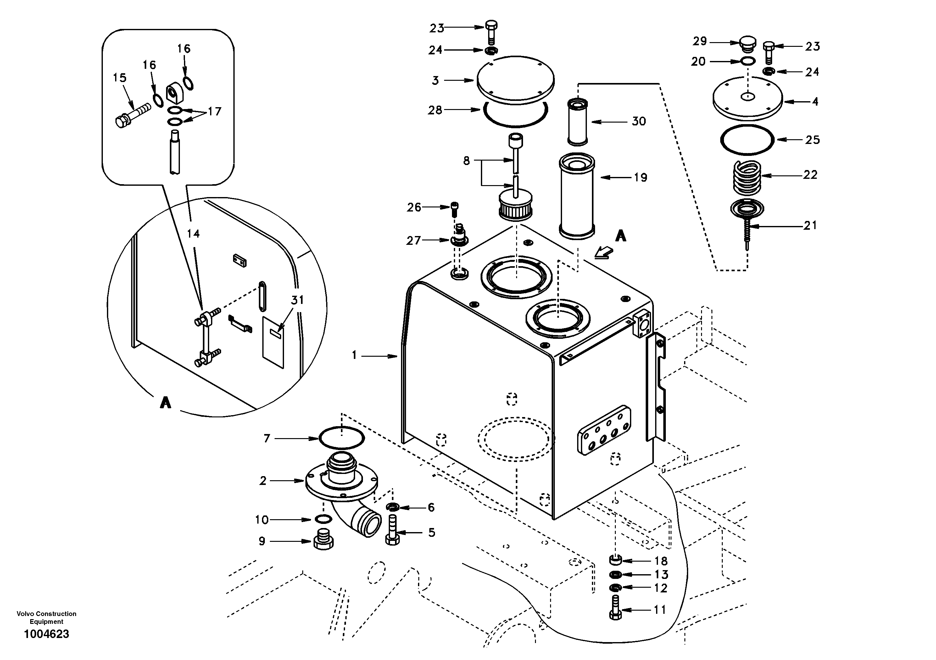 Hydraulic oil tank — volvo parts diagram