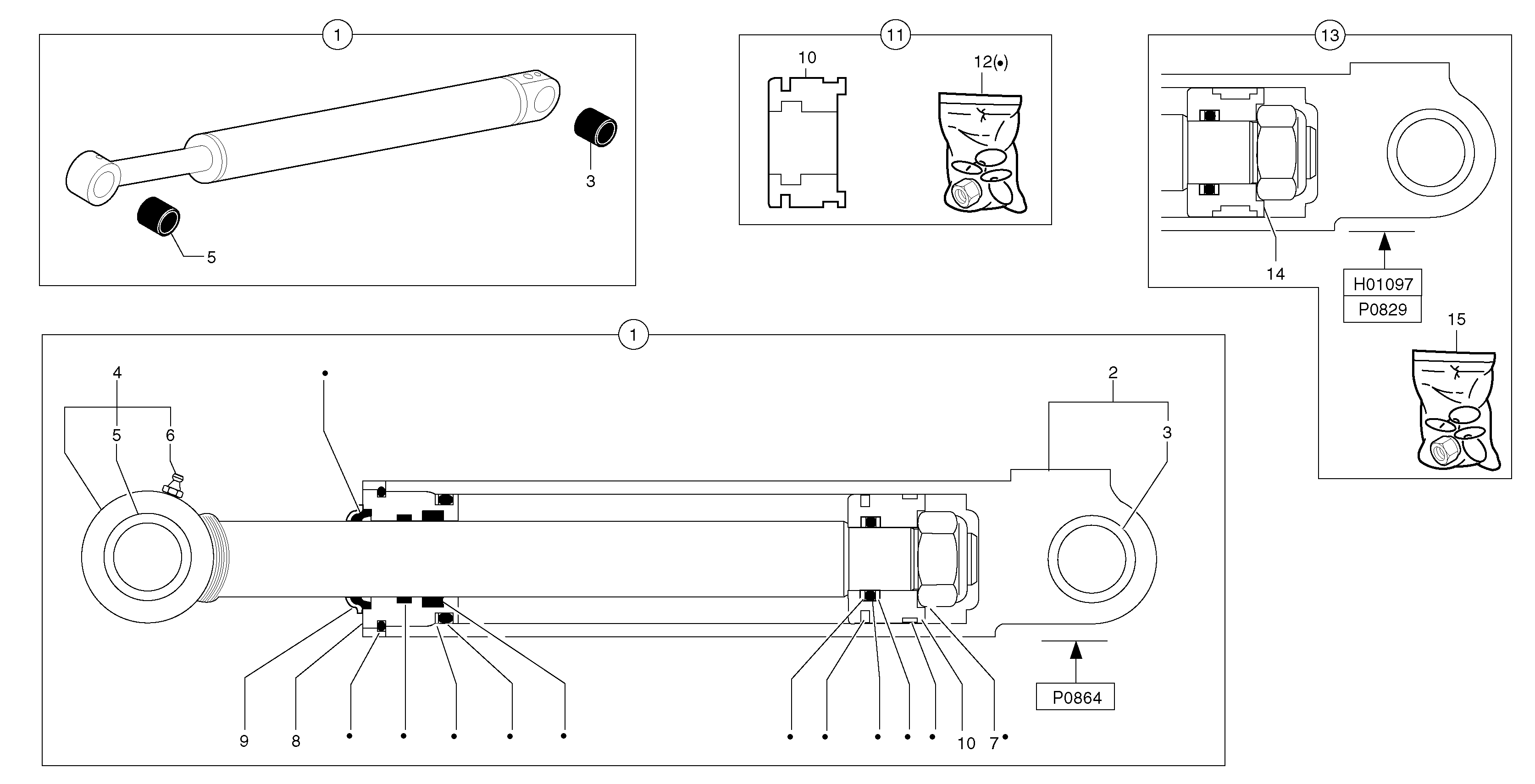 Boom offset cylinder  S/N56960-S/N56962 — volvo parts diagram