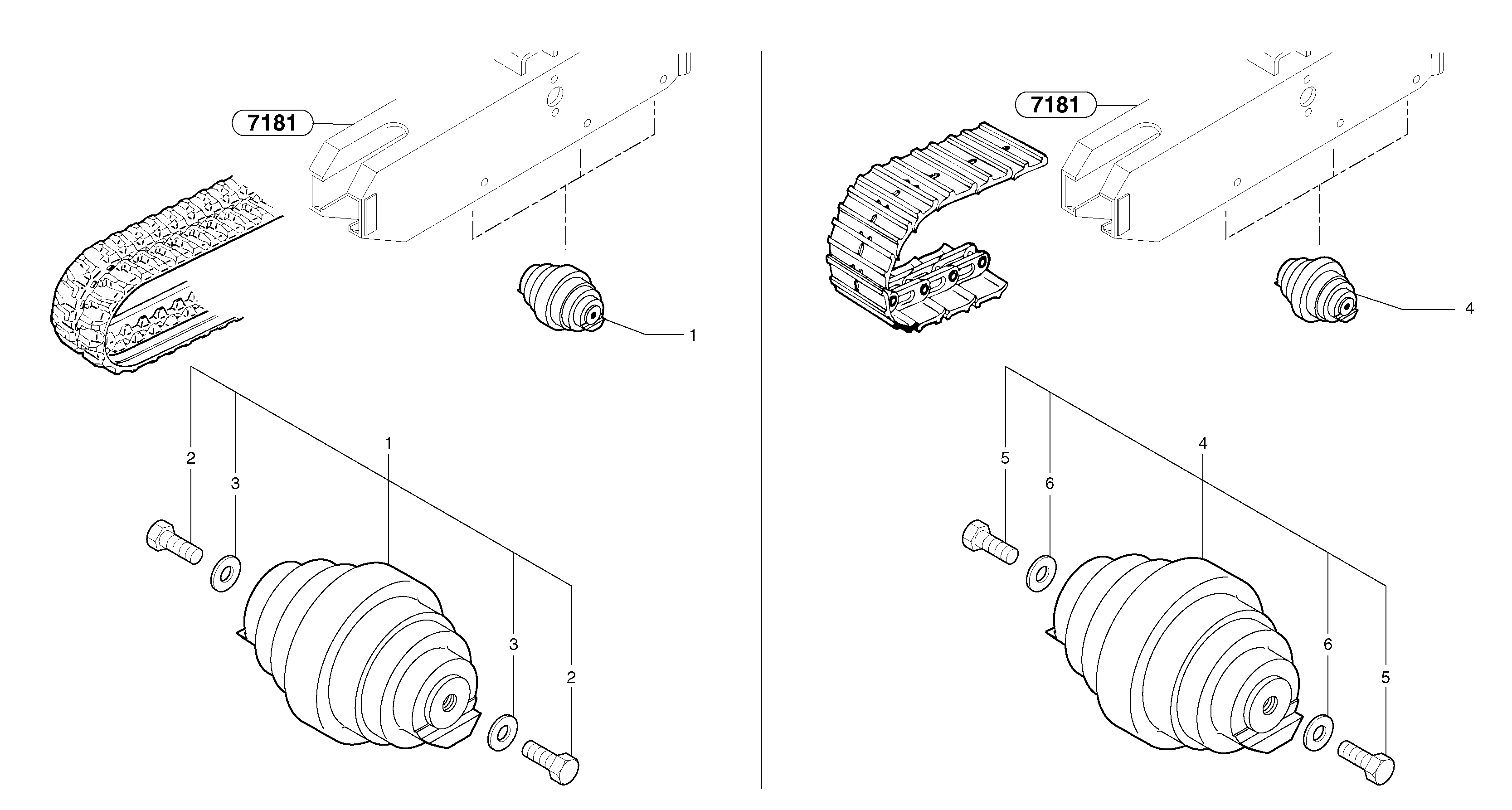Lower roller ( steel and rubber tracks ) — volvo parts diagram