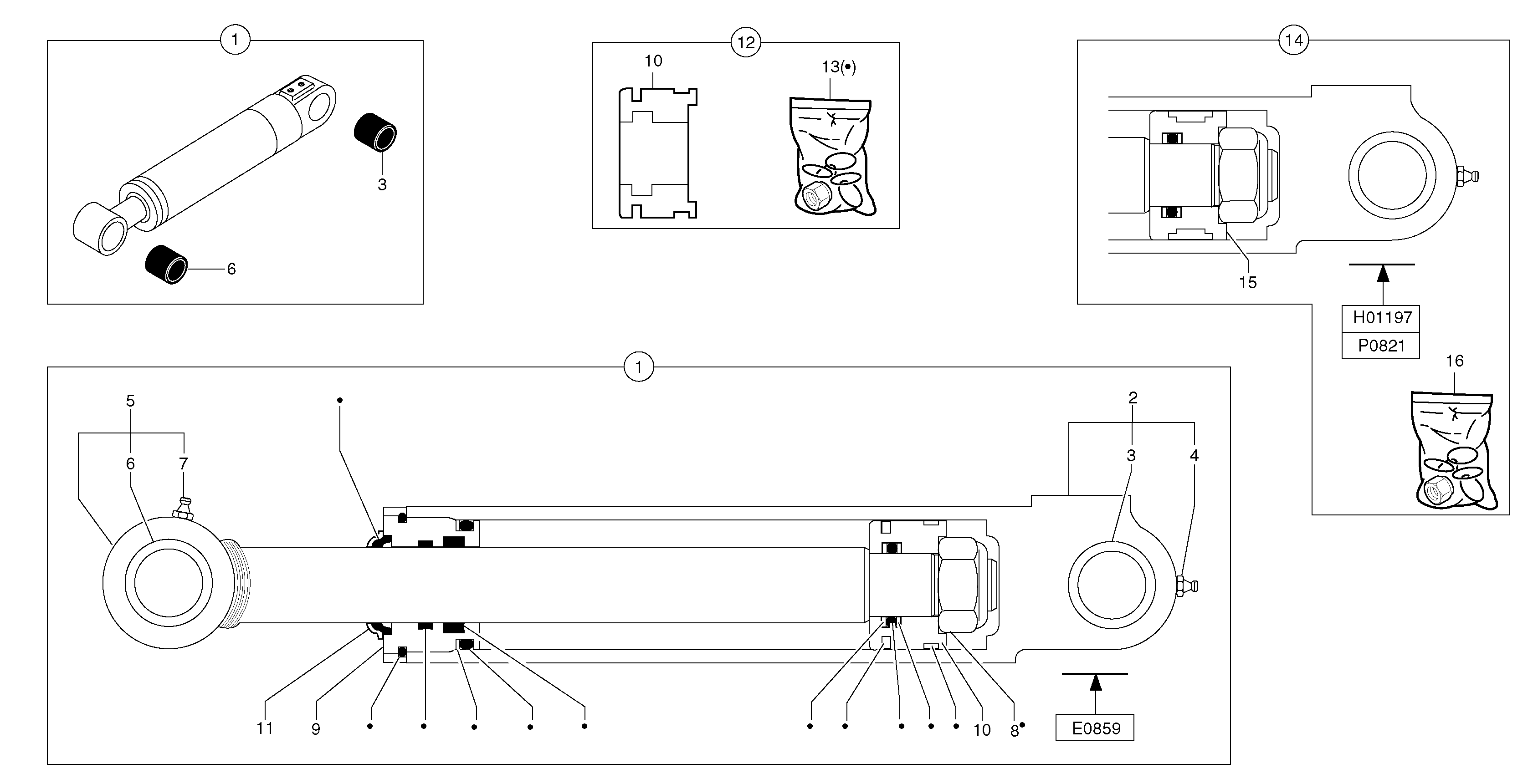 Bucket cylinder  S/N56960-S/N56962 — volvo parts diagram