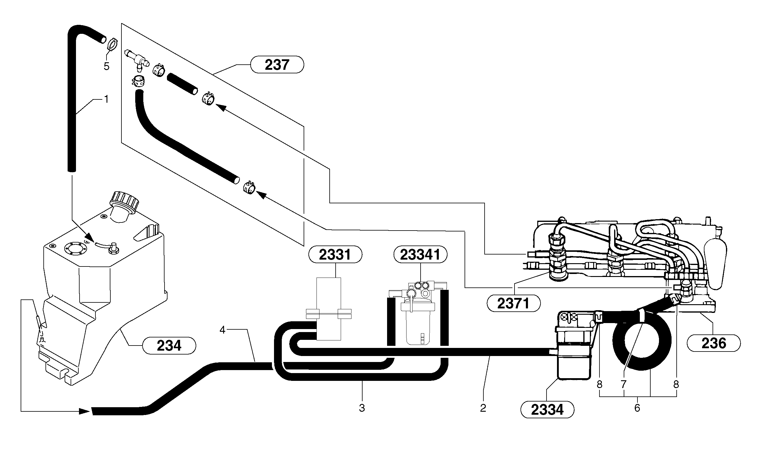 Fuel circuit  L3E2-63ES,ENG - 65214 — volvo parts diagram