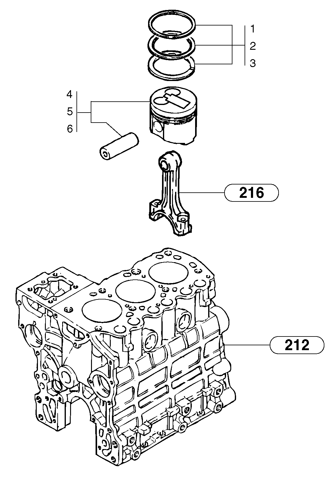 Pistons  L3E2-63ESA,ENG 65215 - — volvo parts diagram