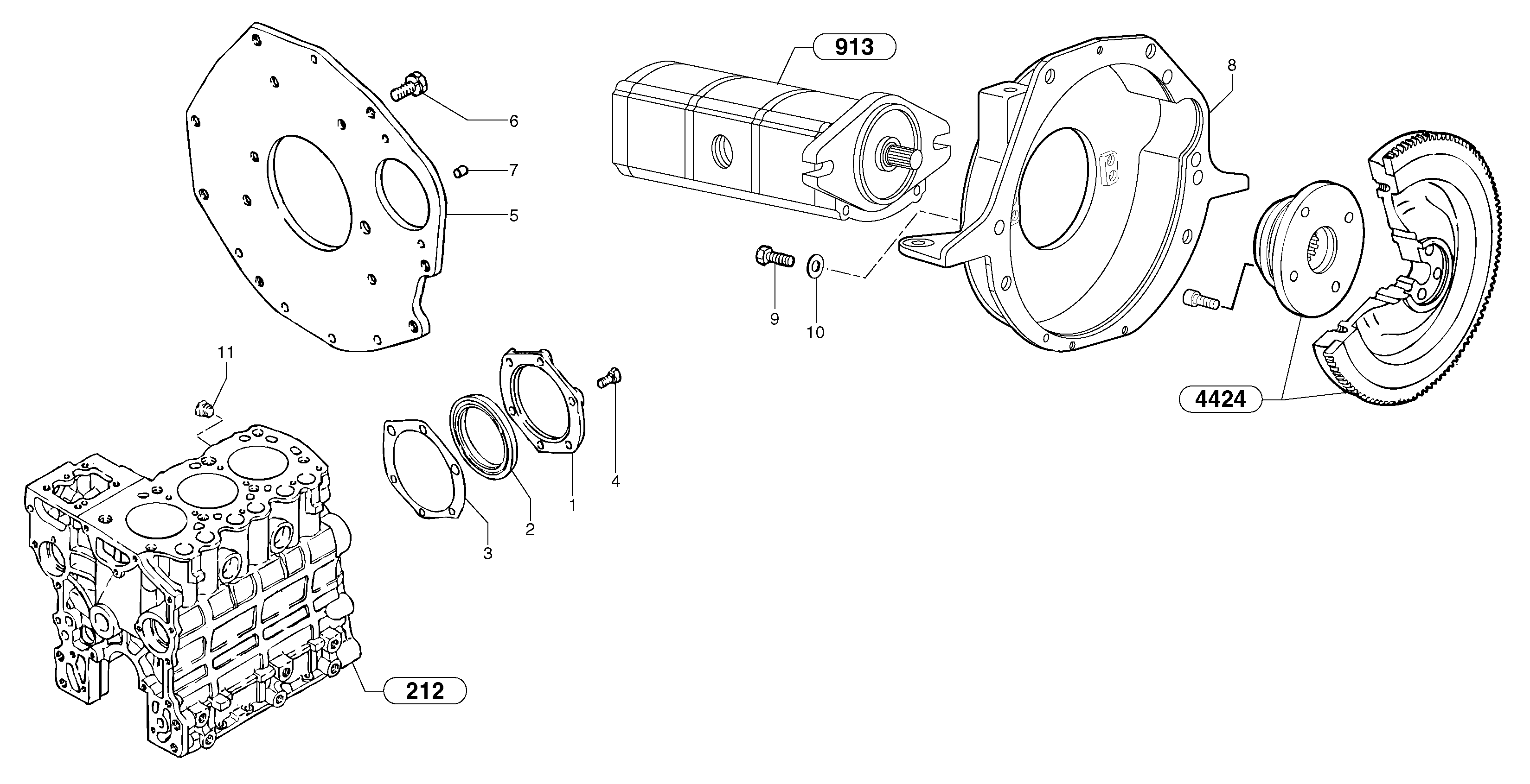 Flywheel housing — volvo parts diagram