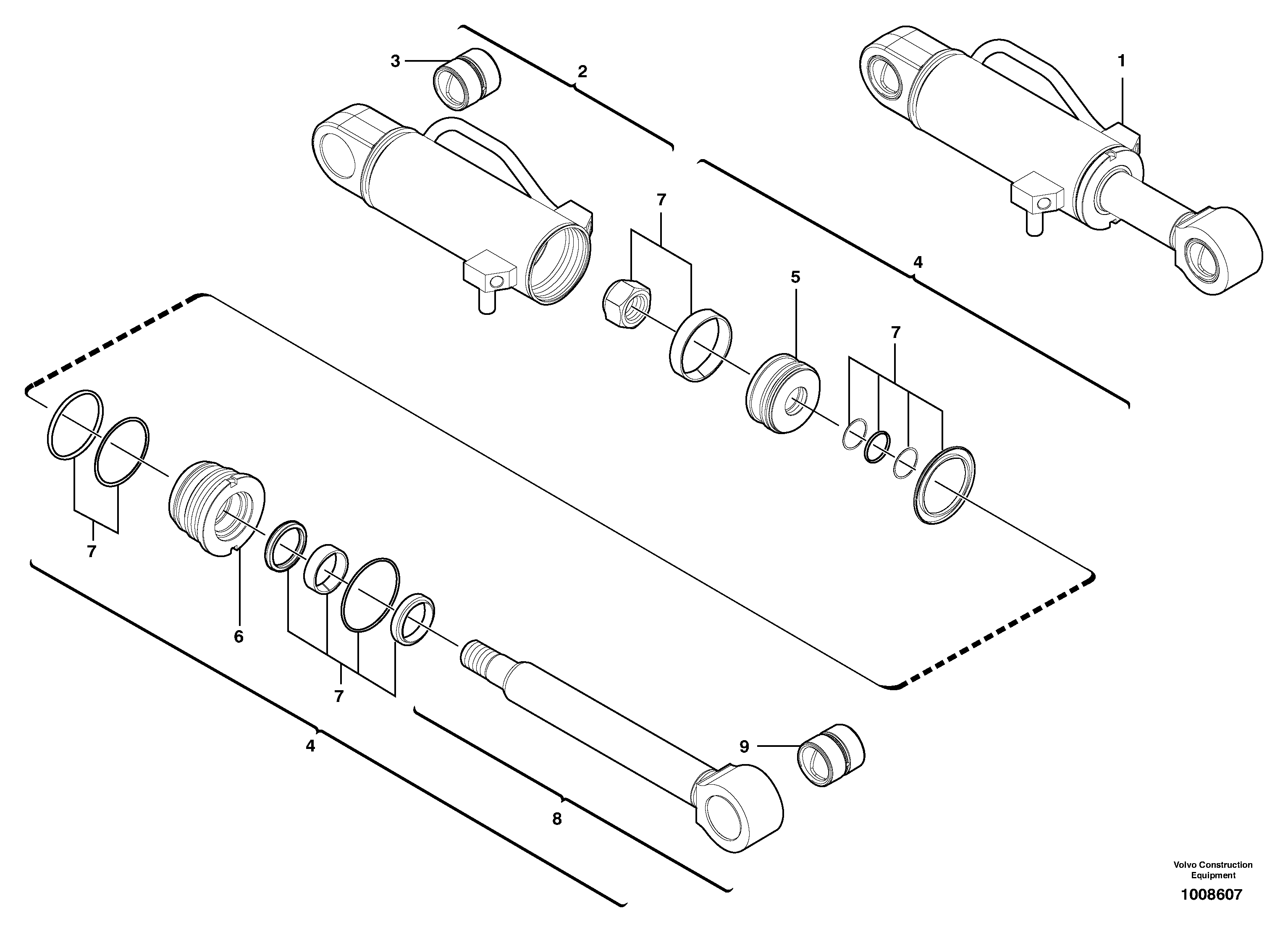 Dozer blade cylinder / variable track  S/N56959 — volvo parts diagram