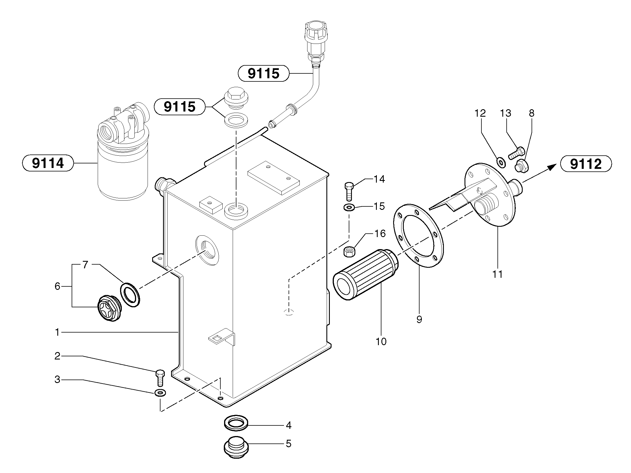 Hydraulic tank — volvo parts diagram
