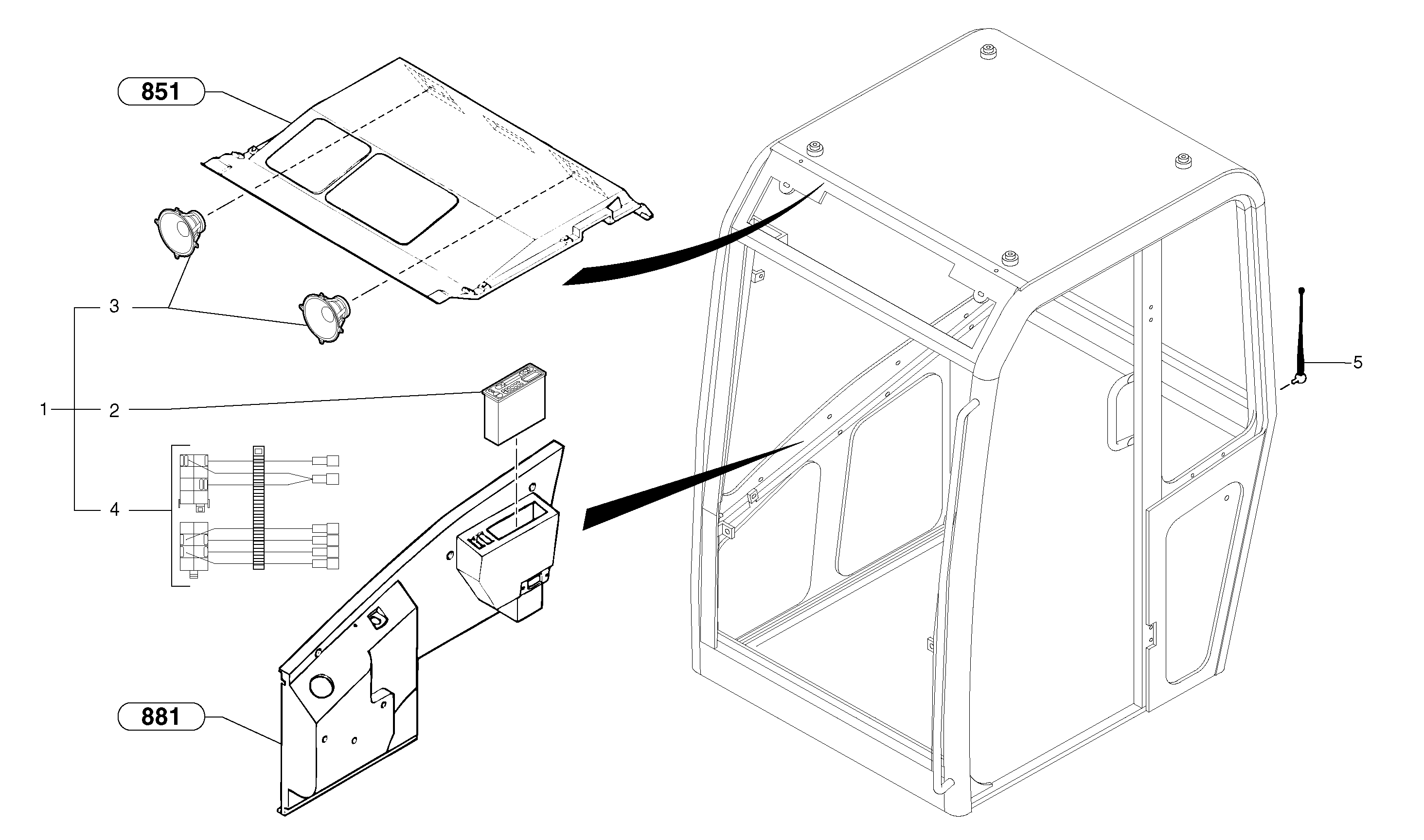 Radio kit  CAB 45/96/001 - CAB 17/99/024 — volvo parts diagram