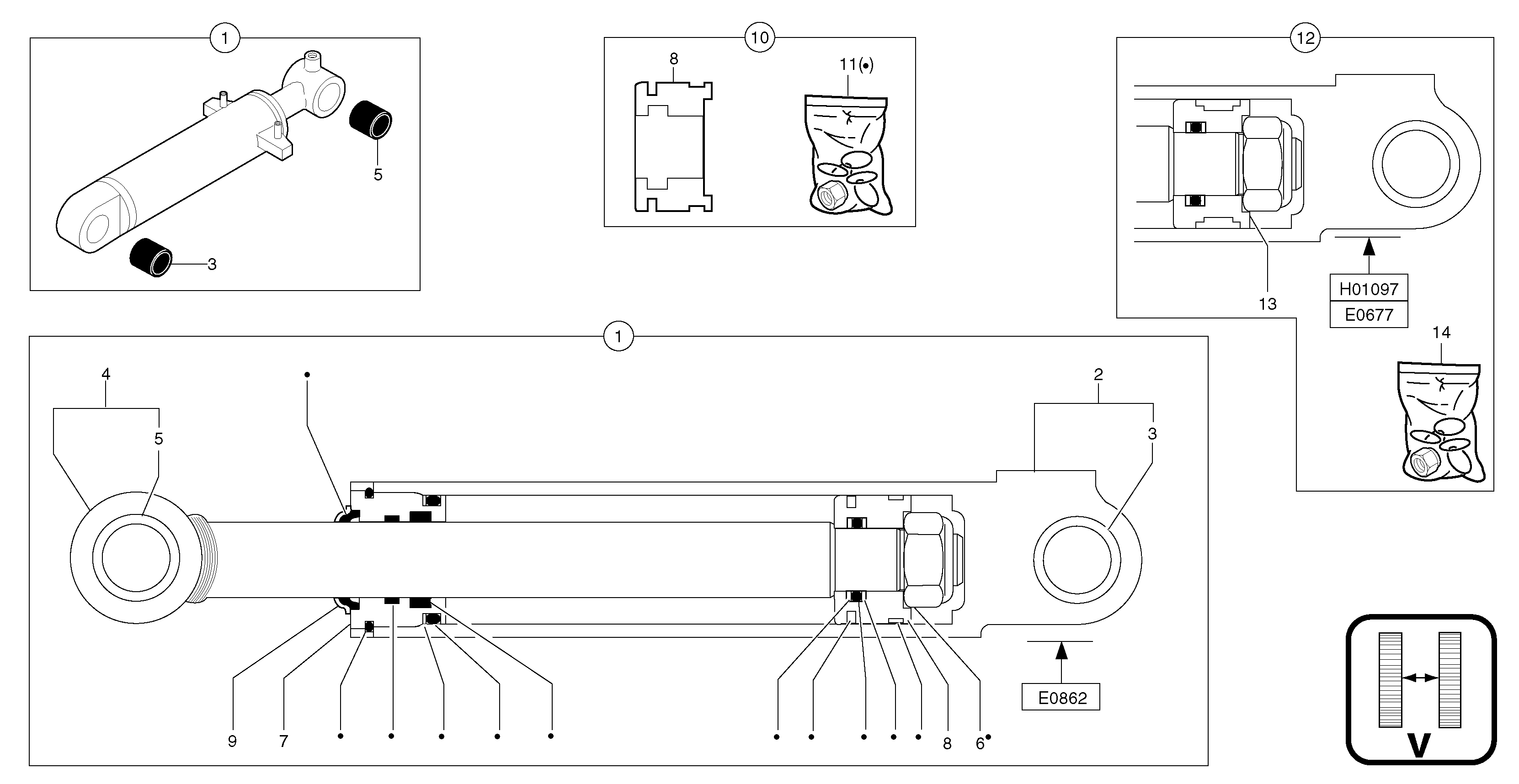 Dozer blade cylinder / variable track  S/N56960-S/N56962 — volvo parts diagram