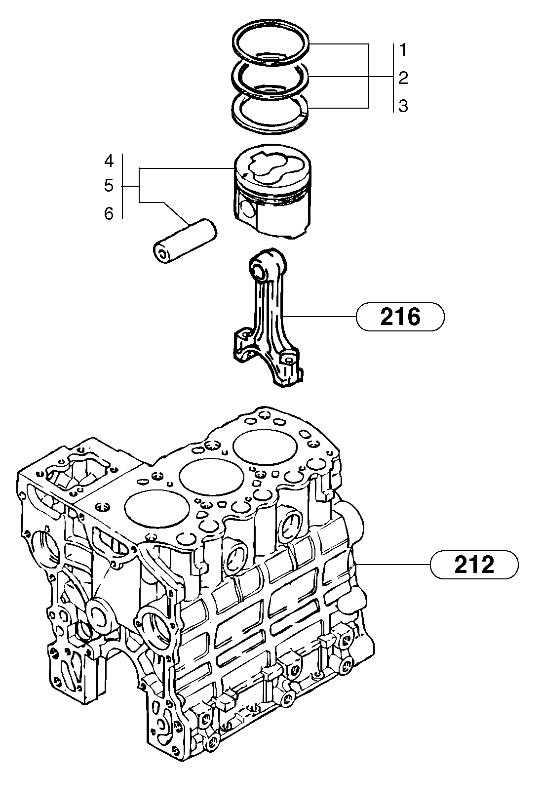 Pistons  L3E2-63ES,ENG - 65214 — volvo parts diagram