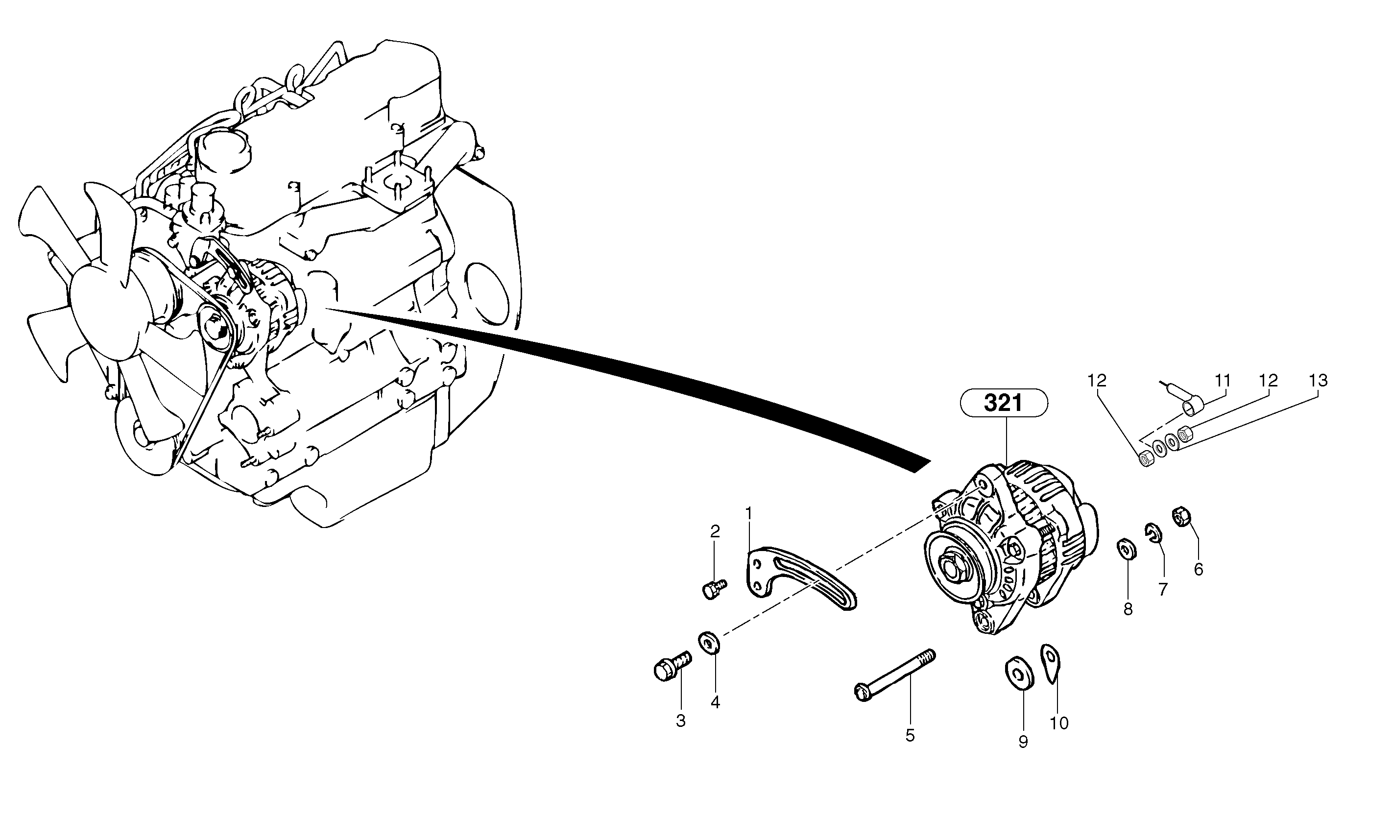 Alternator installation  L3E2-63ES,ENG - 65214 — volvo parts diagram