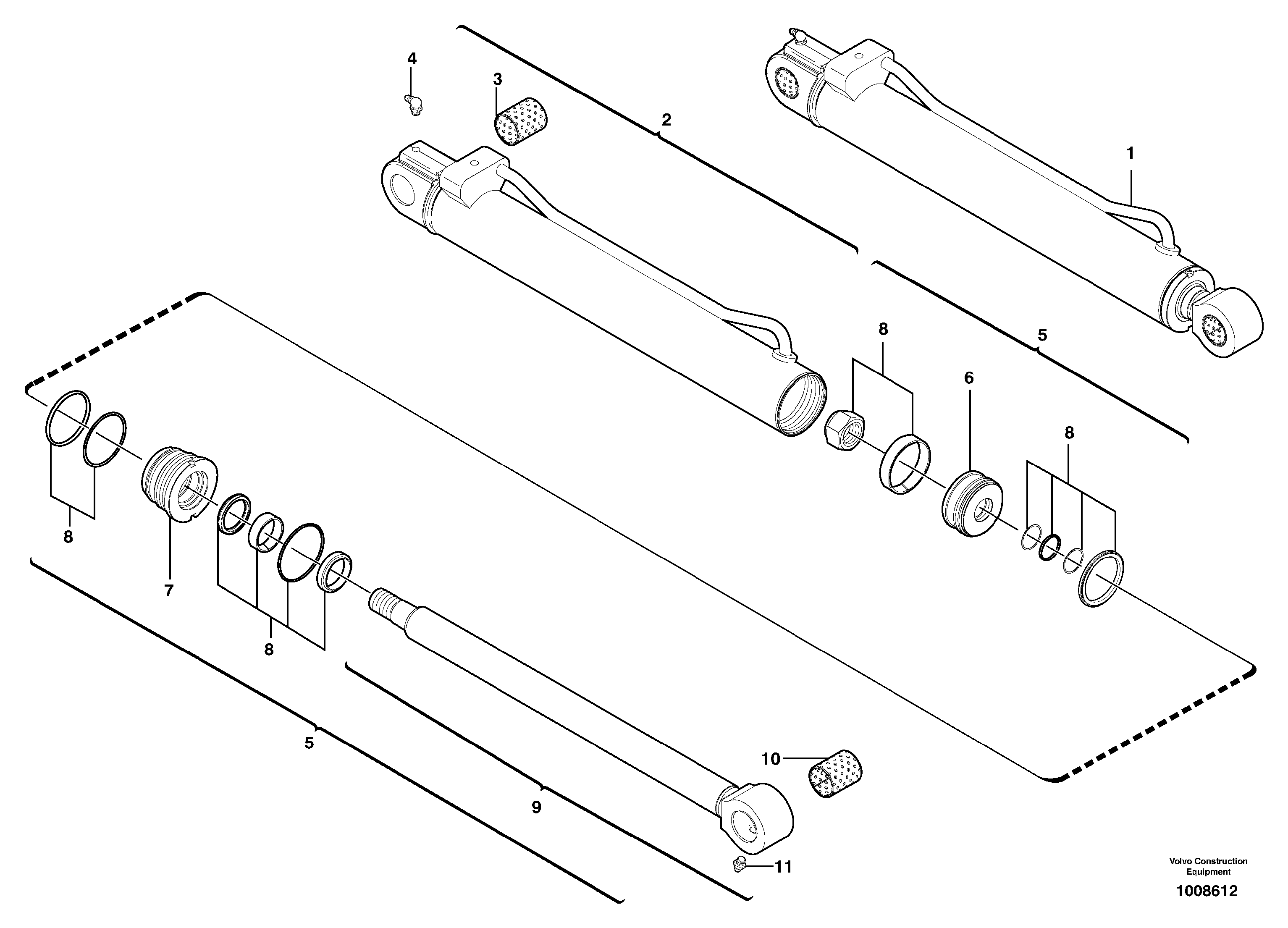 Dipper arm cylinder  S/N56959 — volvo parts diagram