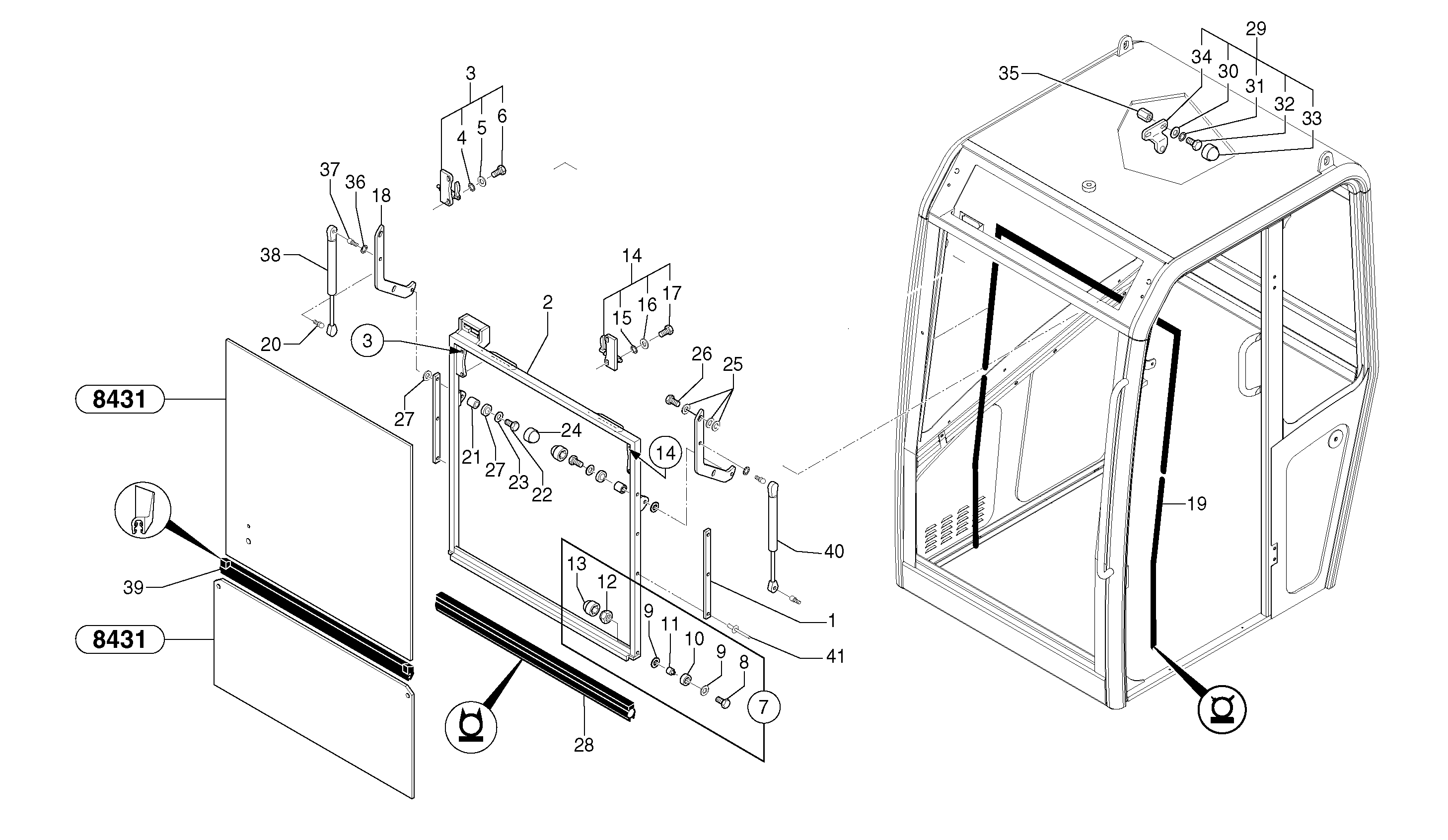 Cab : sliding window ( front )  CAB 20/01/001 - — volvo parts diagram