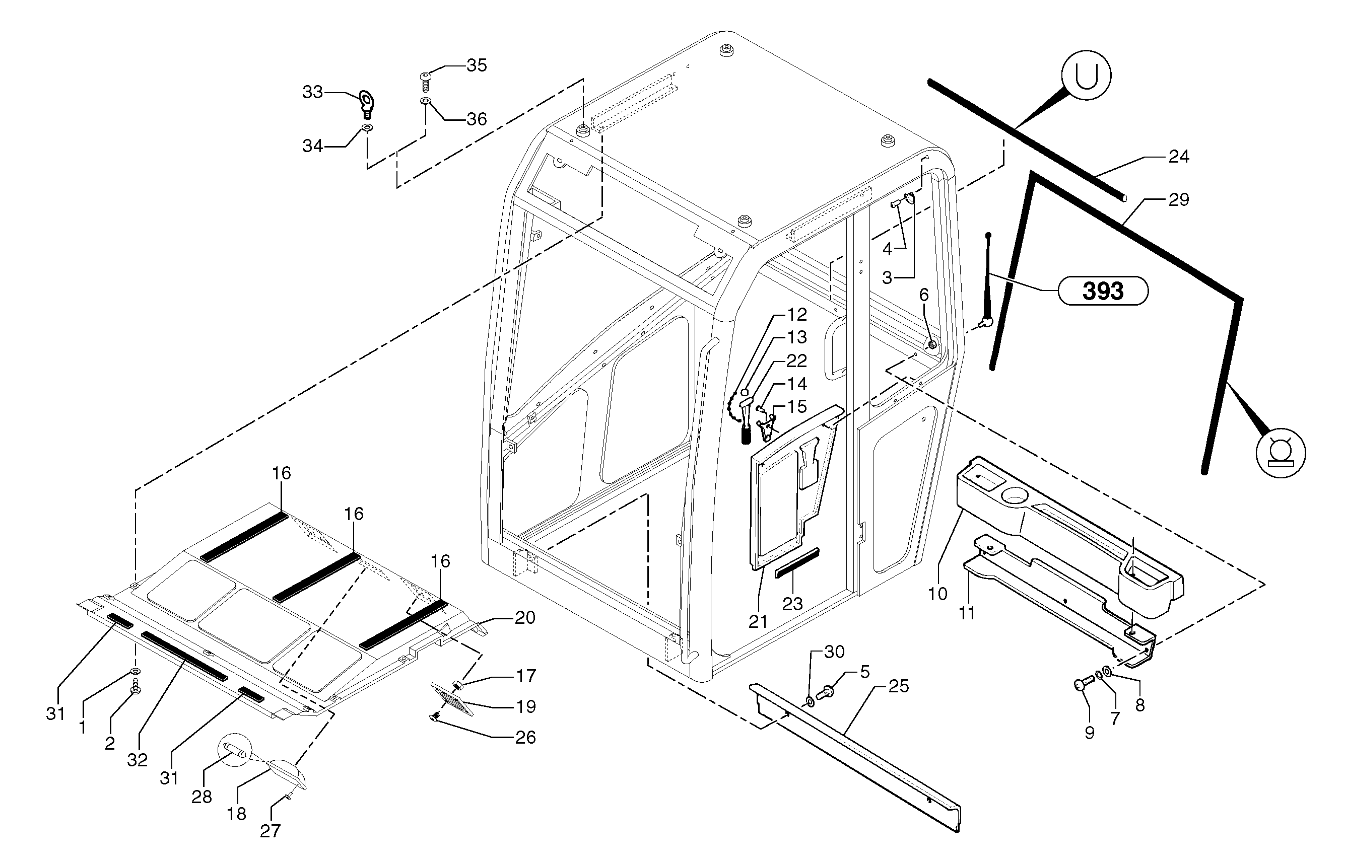 Cab : accessories  CAB 45/96/001 - CAB 17/99/024 — volvo parts diagram