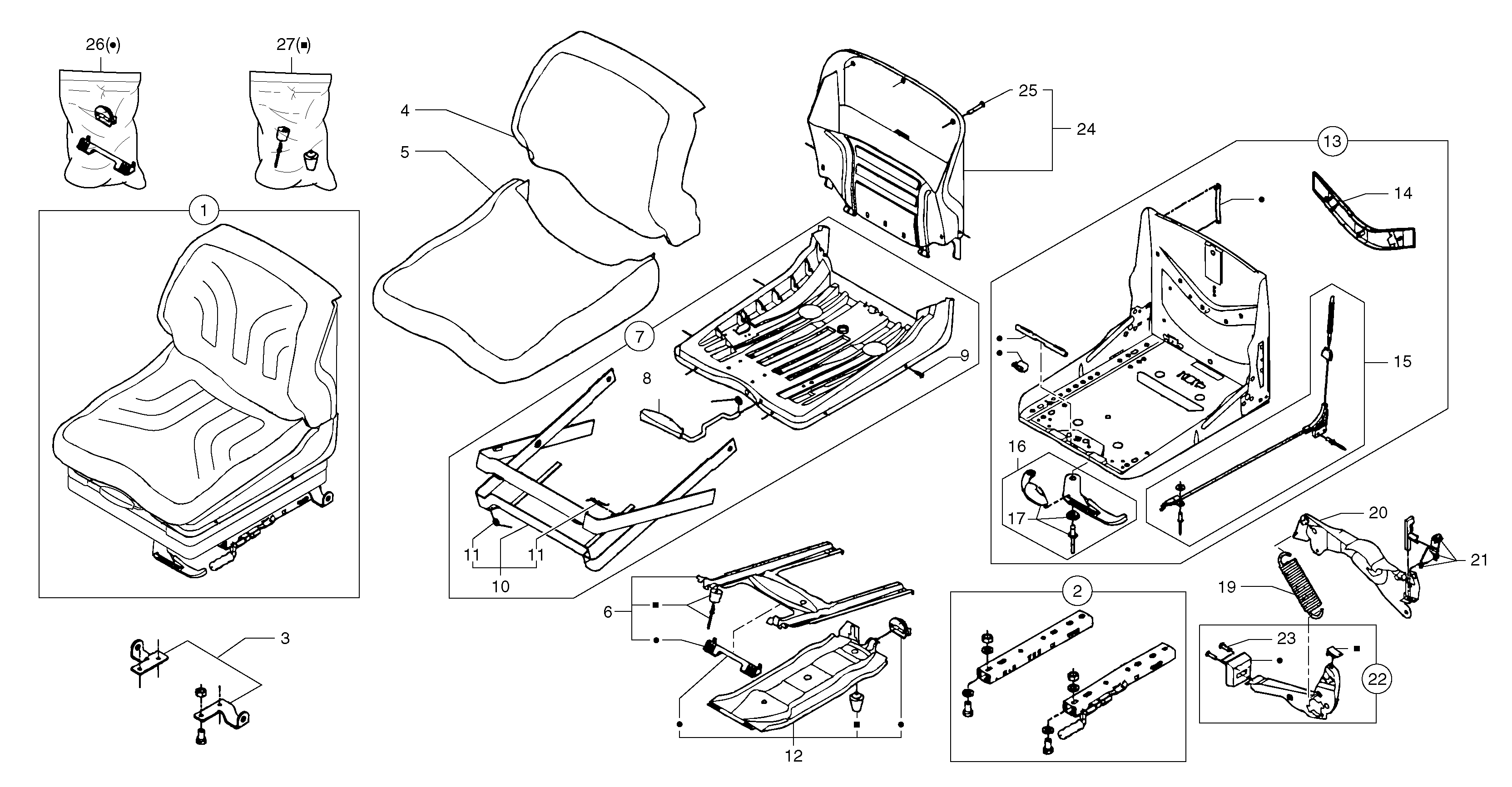 Suspended seat — volvo parts diagram