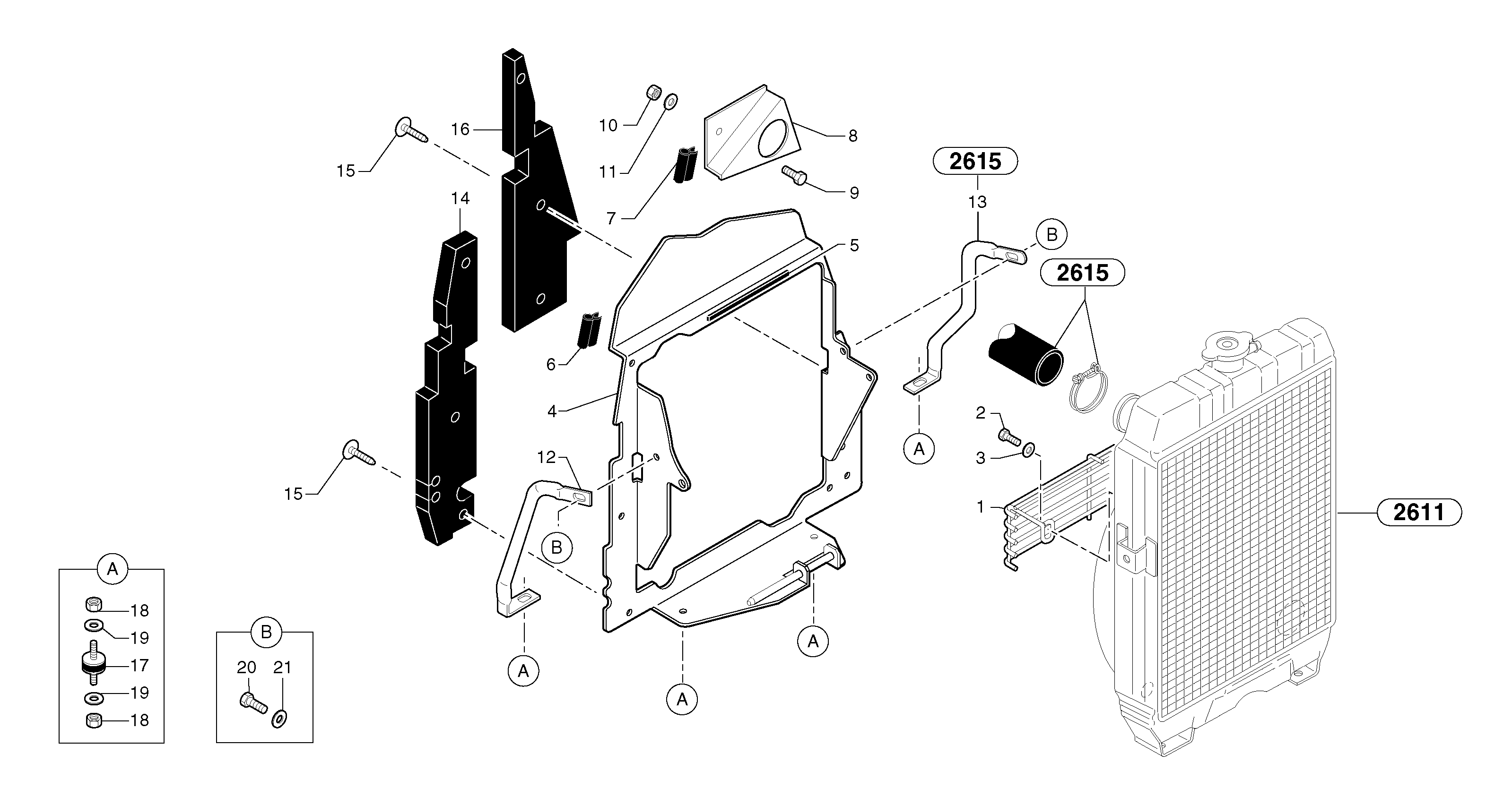 Radiator installation — volvo parts diagram