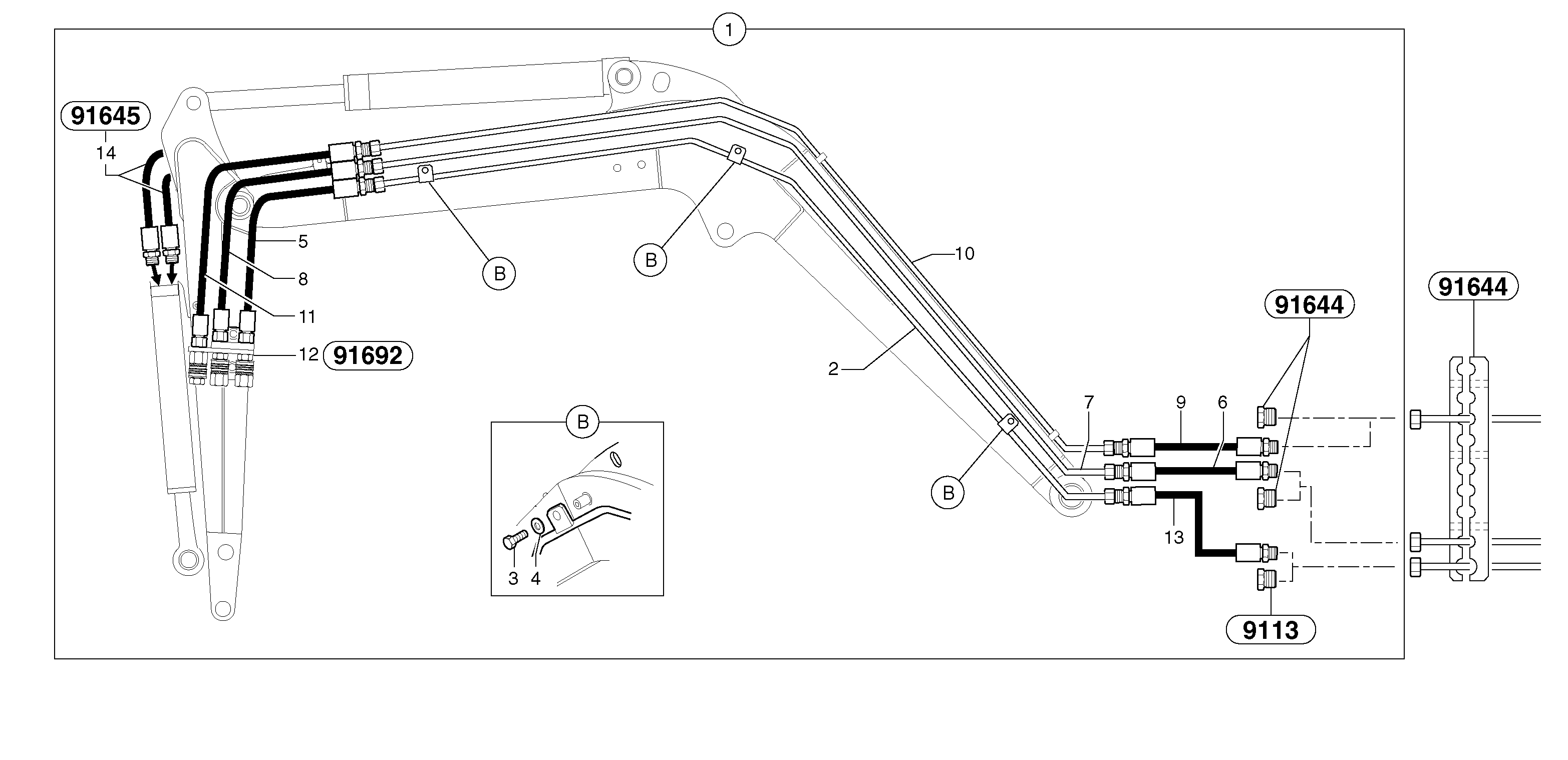 Hydraulic circuit ( double-acting ) — volvo parts diagram