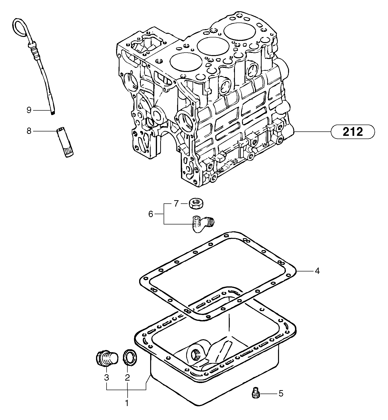 Lubrication oil sump  L3E2-63ES,ENG - 65214 — volvo parts diagram