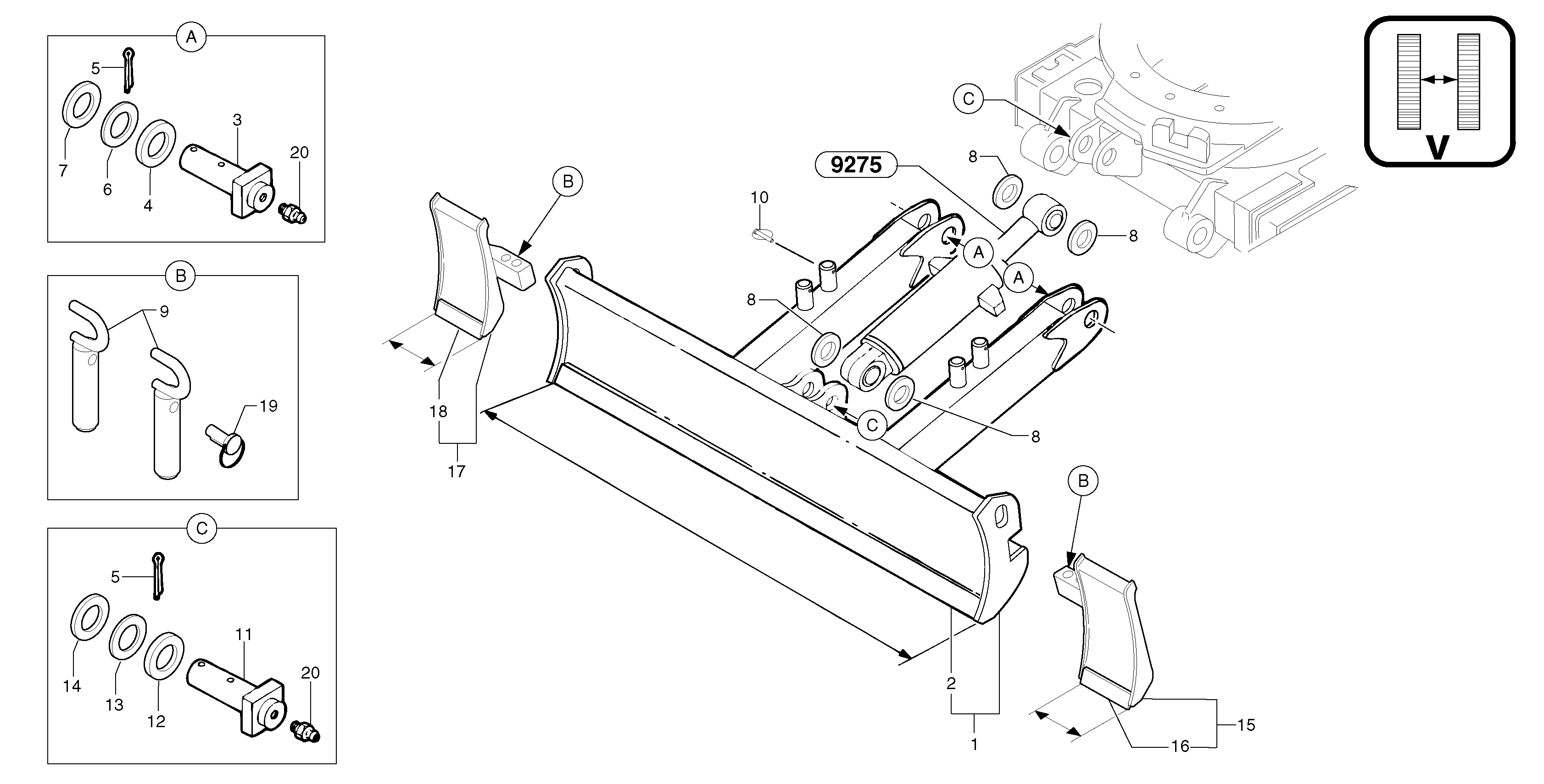 dozer blade / variable track — volvo parts diagram
