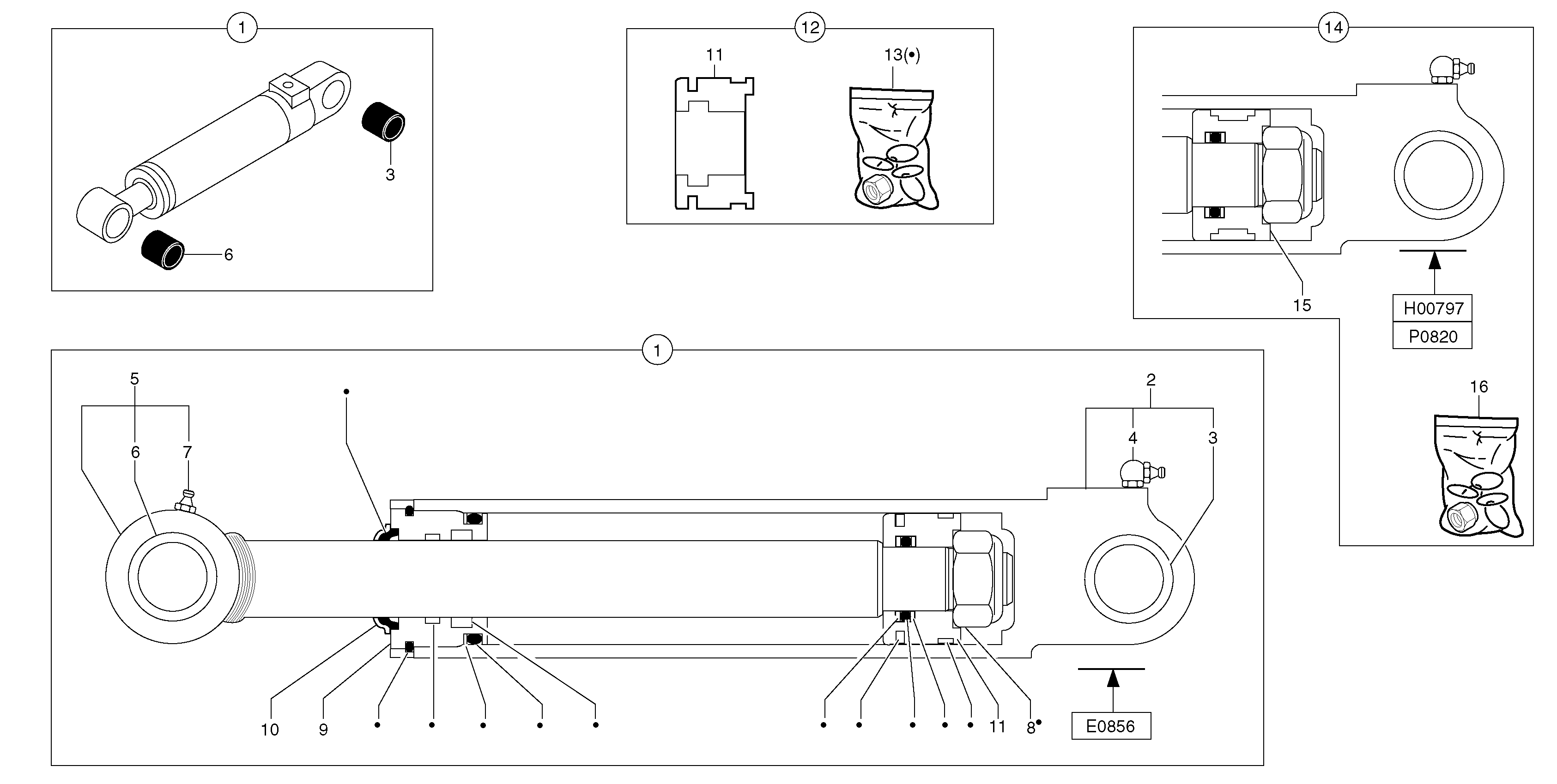 Dipper arm cylinder  S/N56960-S/N56962 — volvo parts diagram
