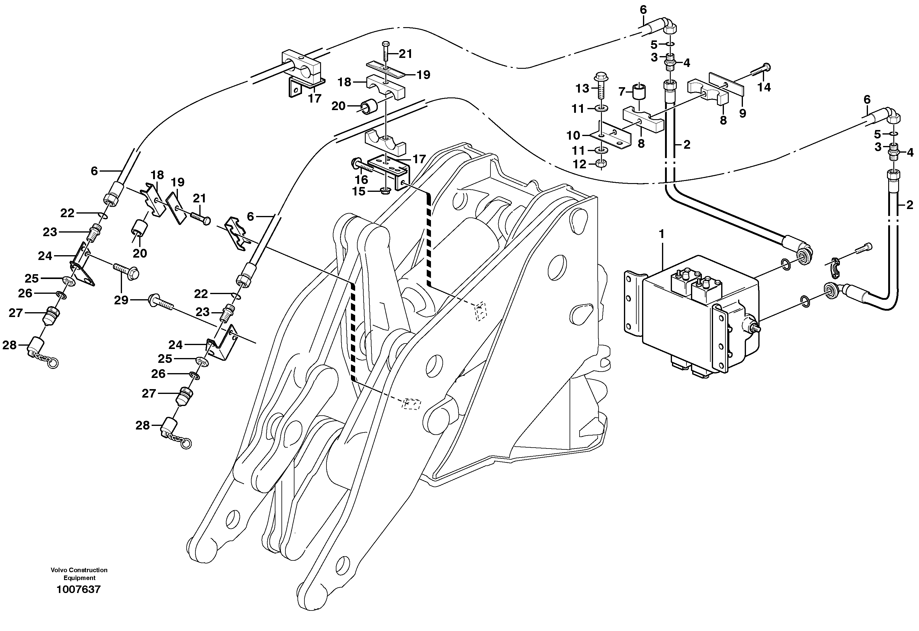 Pressure lines, 3rd function. — volvo parts diagram