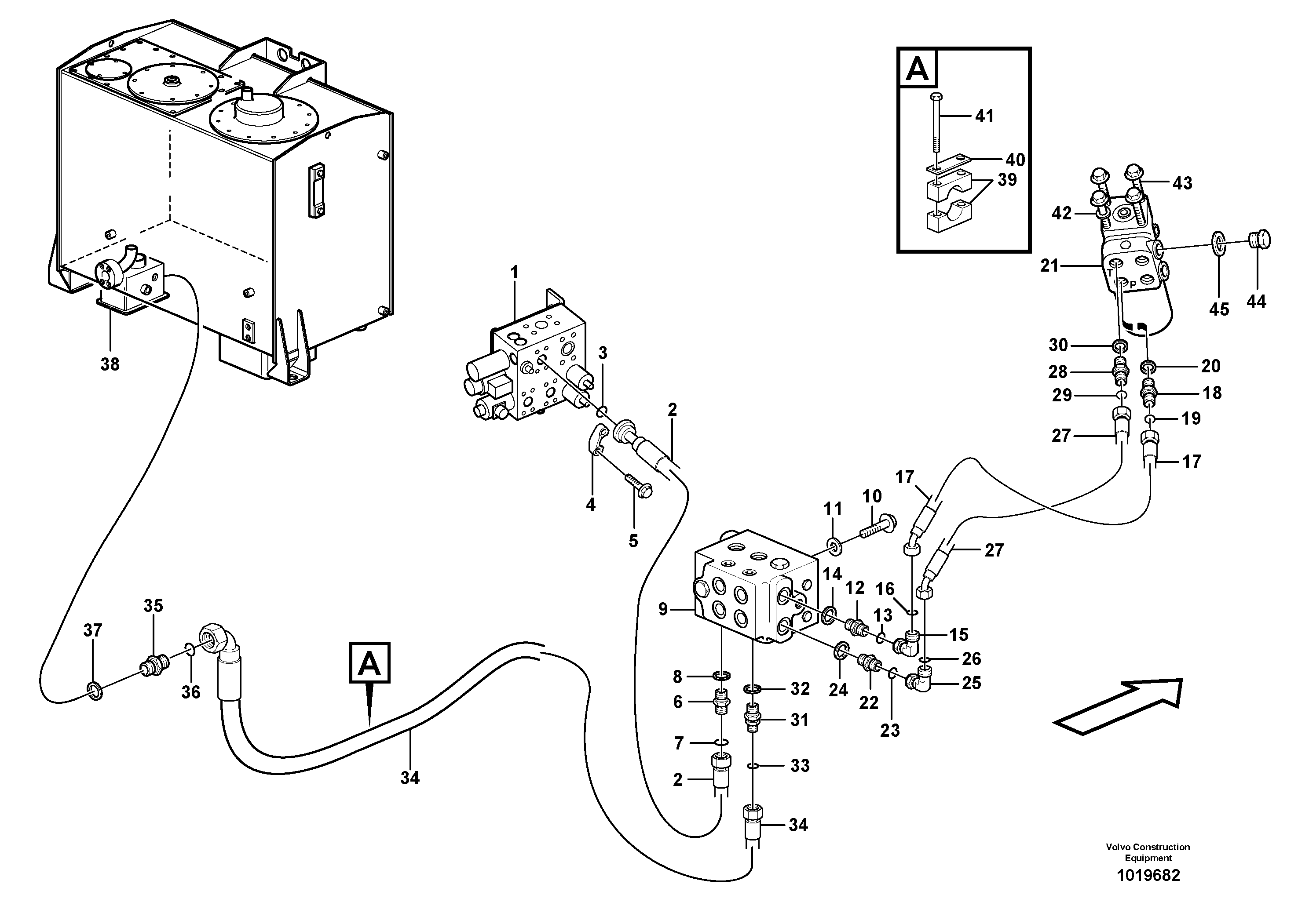 Steering system, pressure and return lines — volvo parts diagram