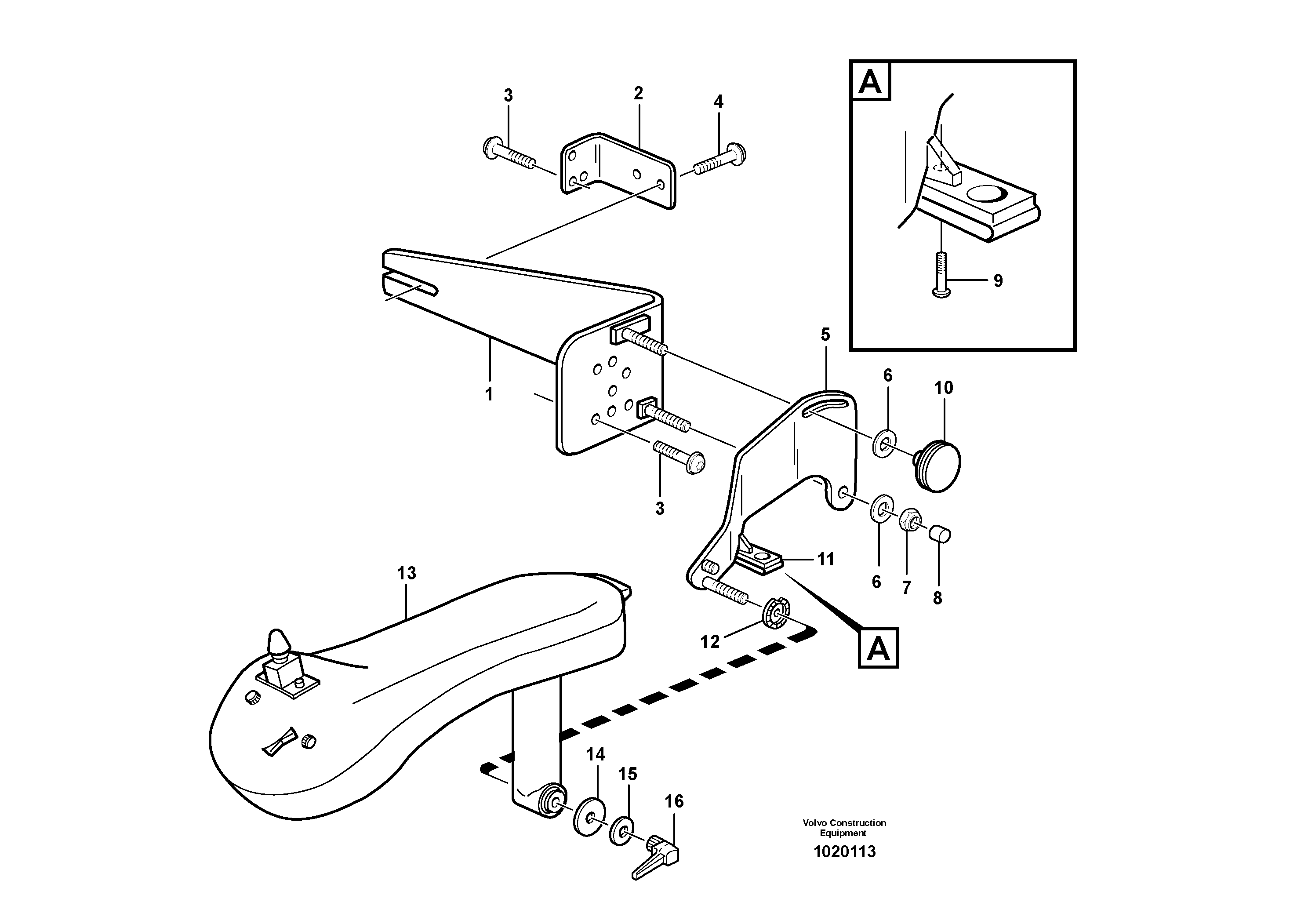 Cdc - steering, arm rest with fitting parts  80780 — volvo parts diagram