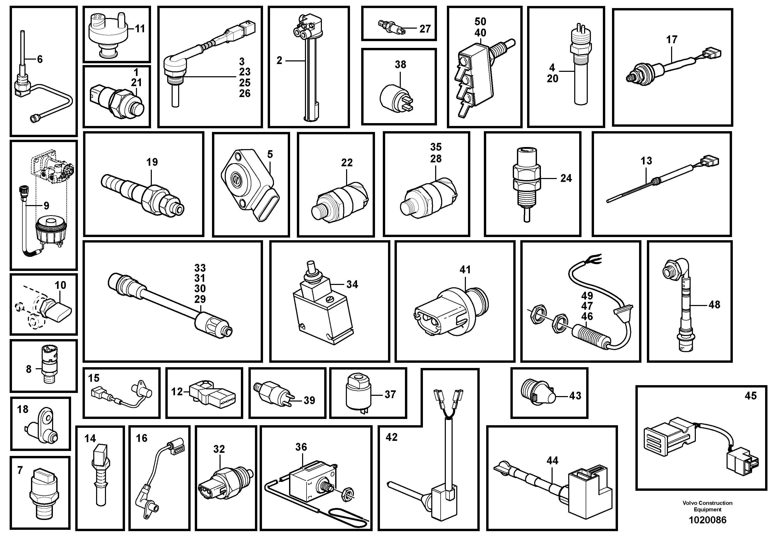 Sensors, reference list — volvo parts diagram