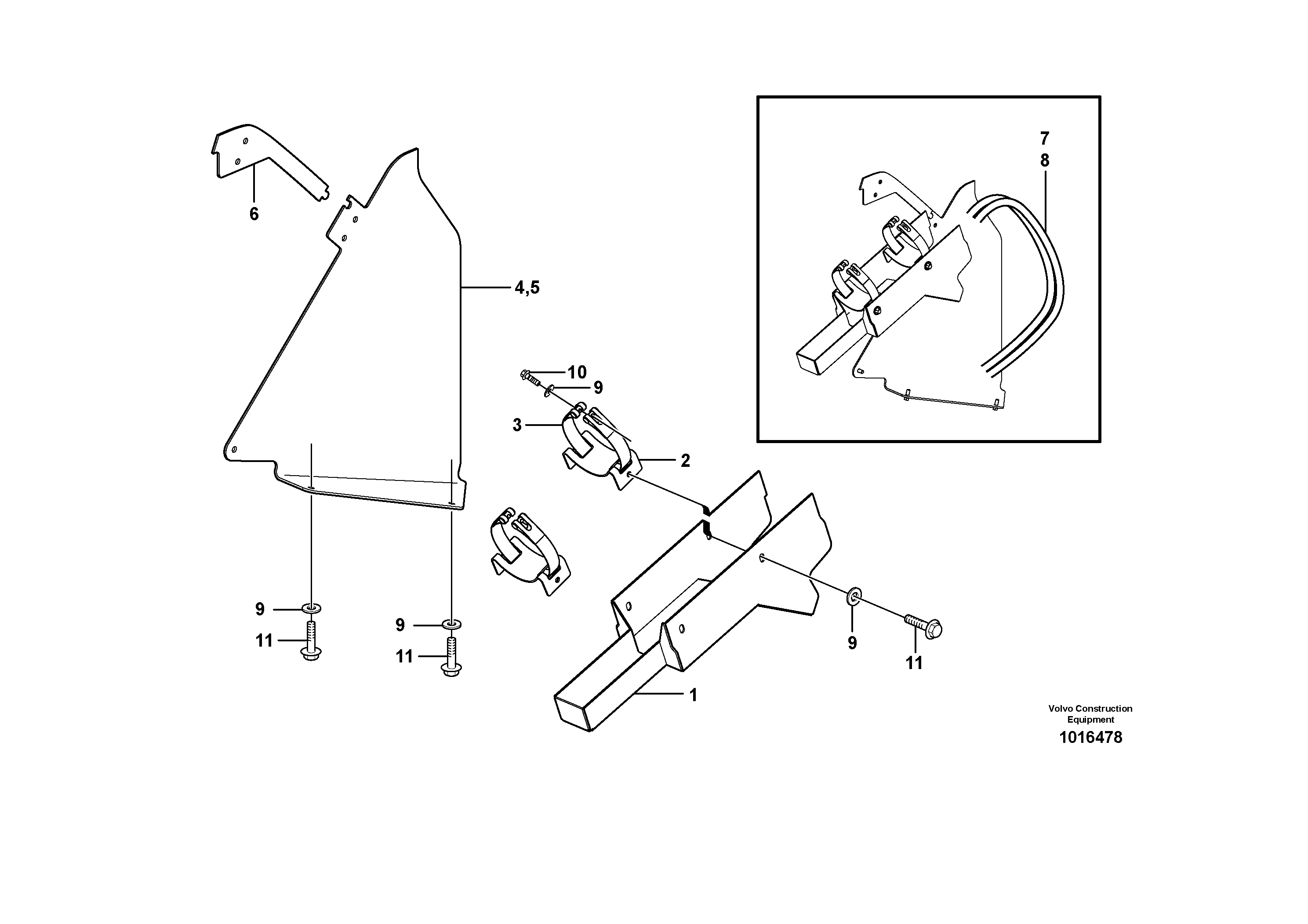Hose protection, lift cylinder  82217 — volvo parts diagram