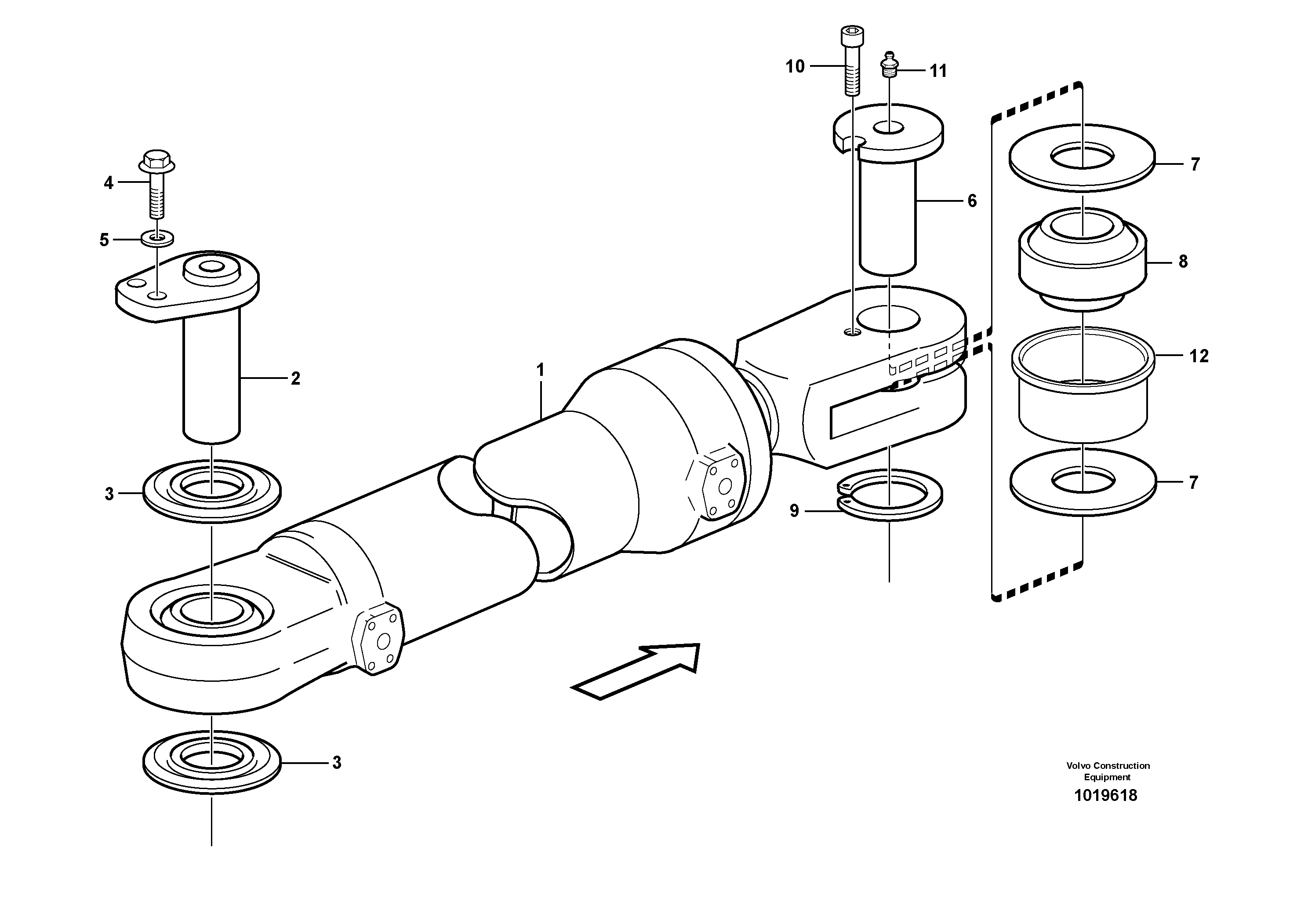Hydraulic cylinder with fitting parts — volvo parts diagram