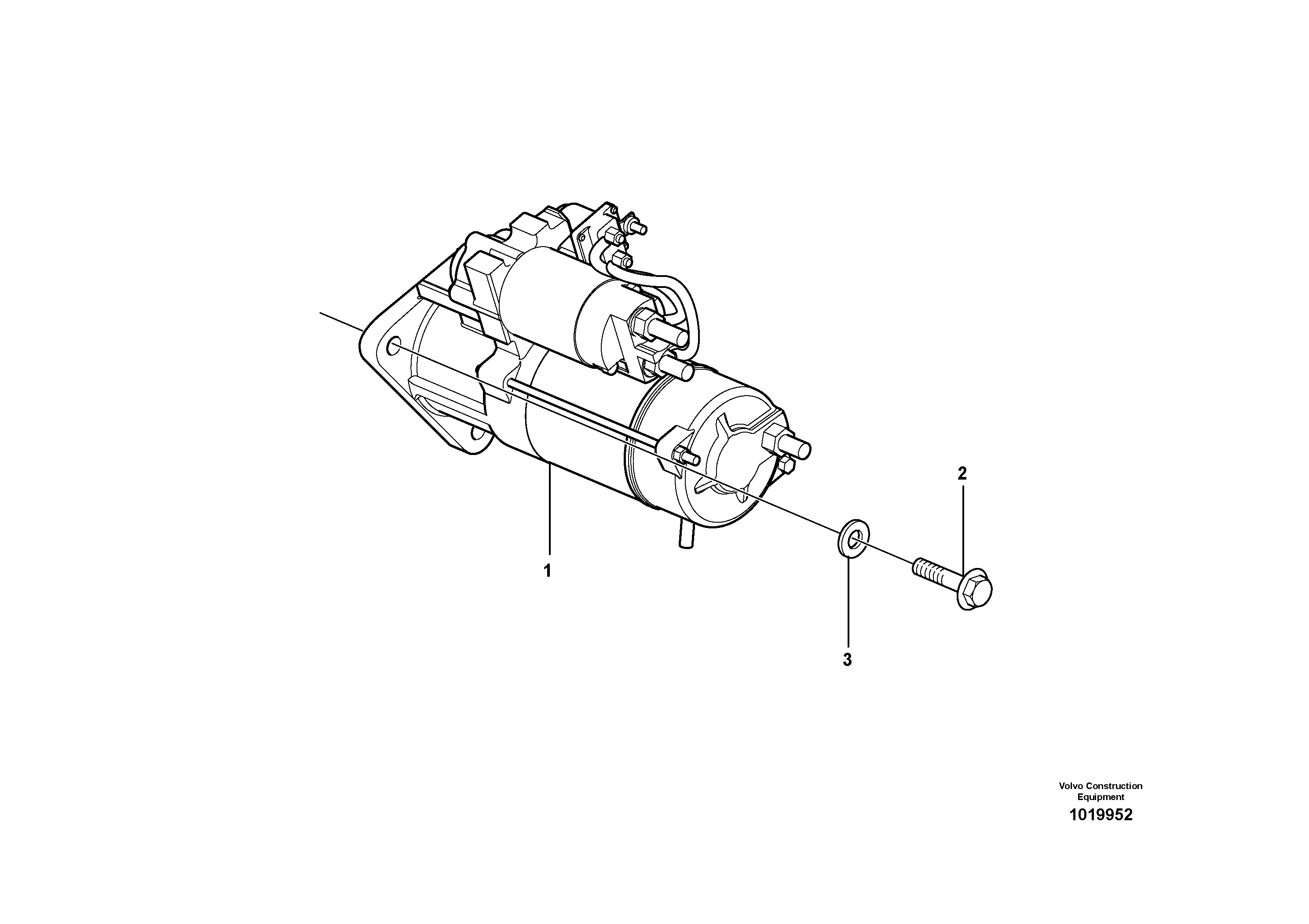 Starter motor with assembling details — volvo parts diagram