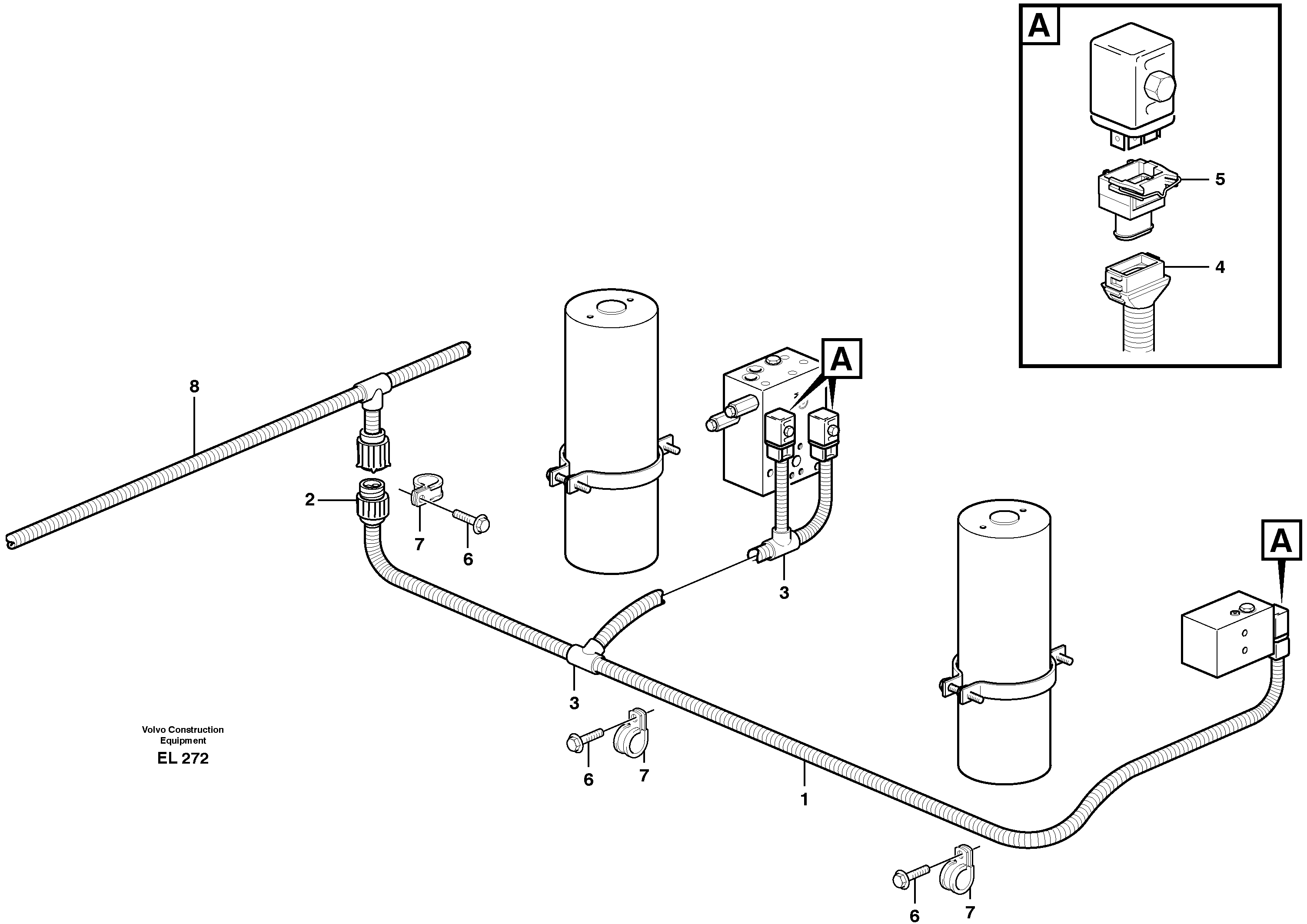 Cable harness, boom suspension system.  80782 — volvo parts diagram