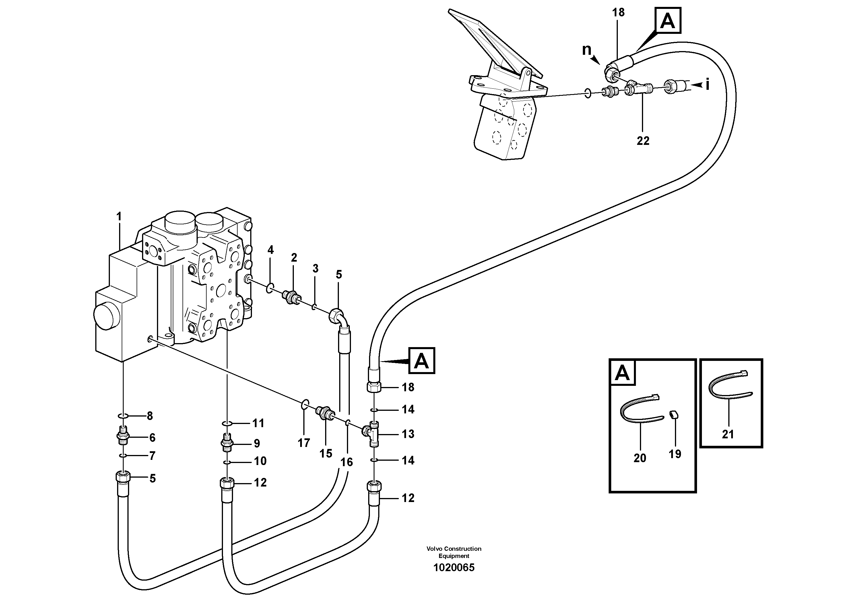 Drainage line, control valve — volvo parts diagram