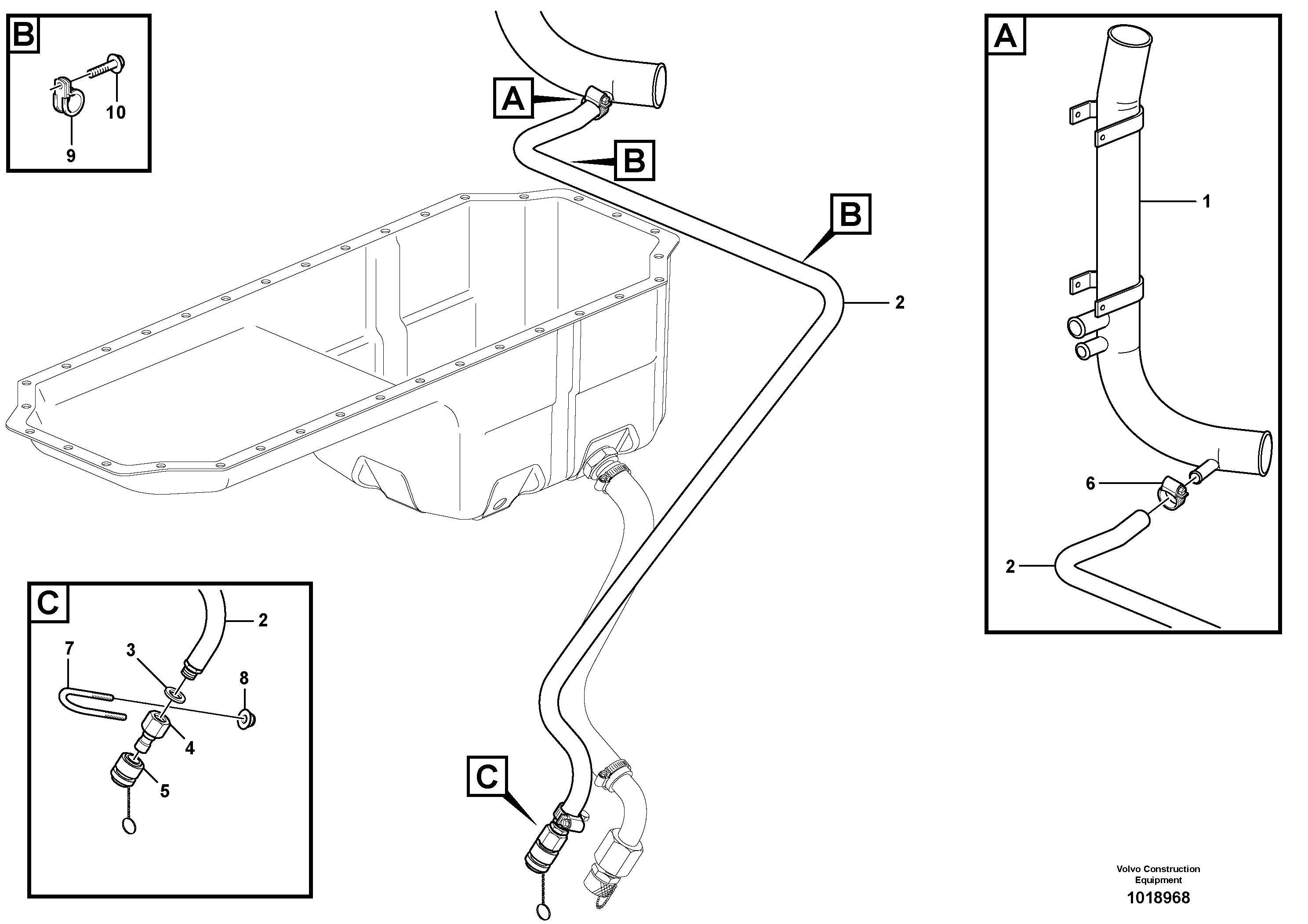 Coolant drainage — volvo parts diagram