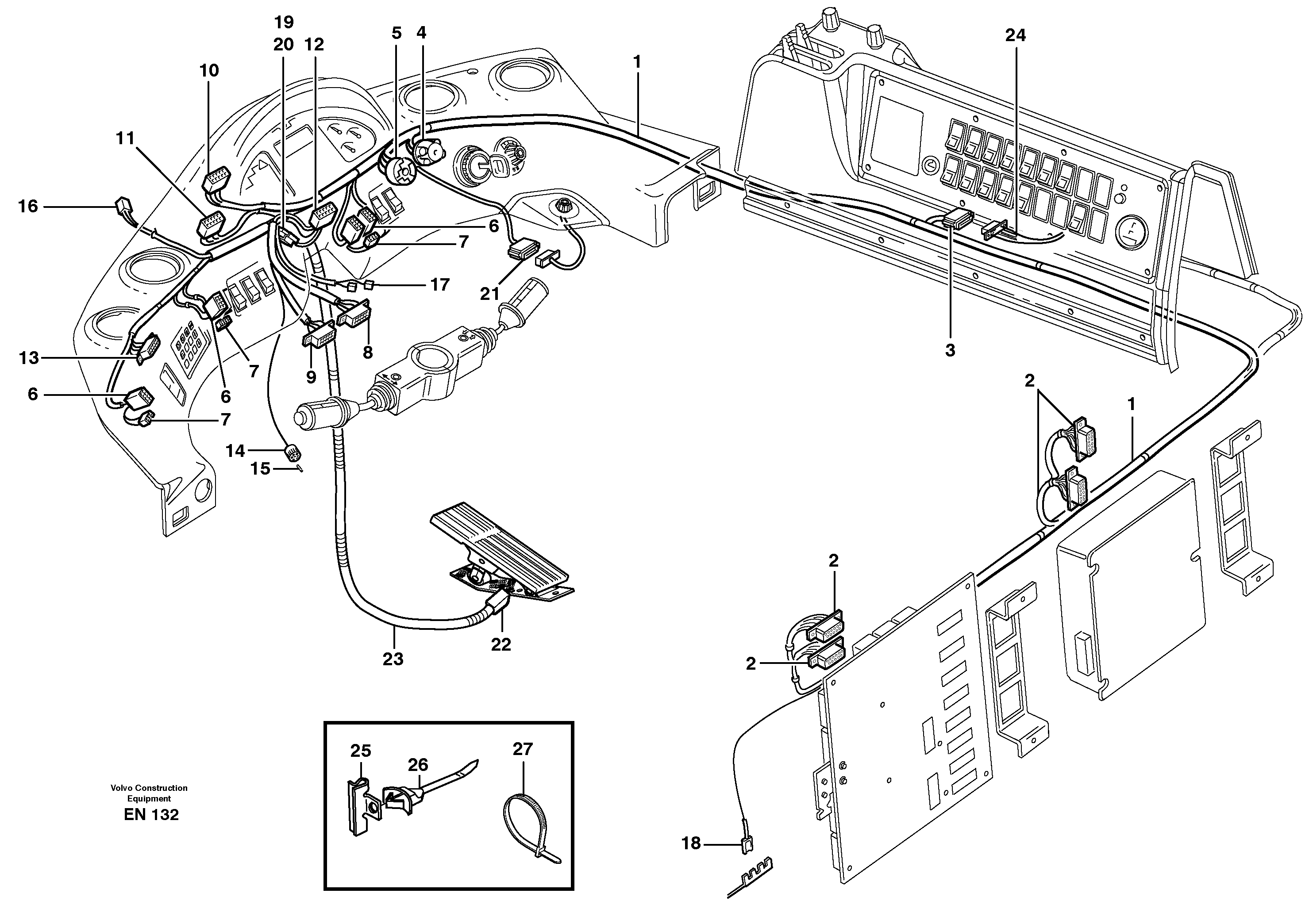 Cable harnesses, instrument panel — volvo parts diagram