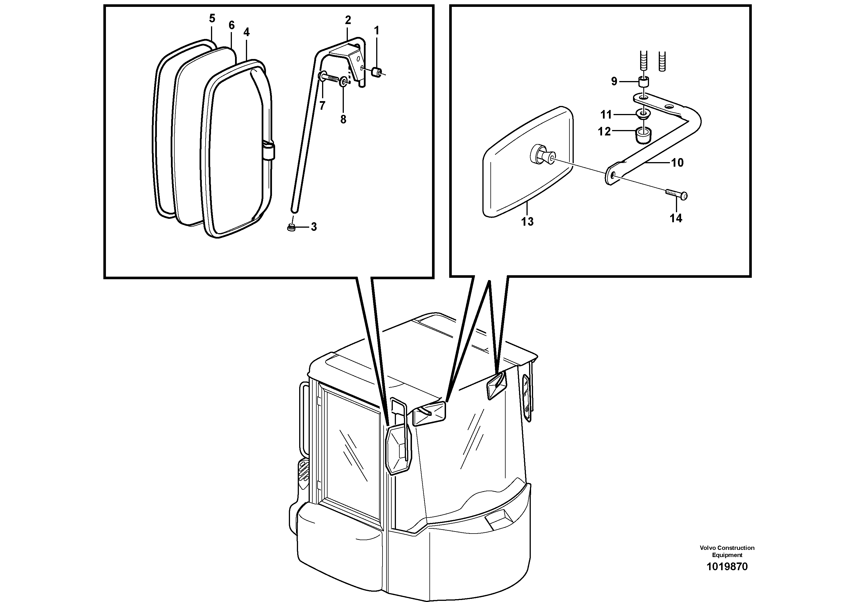 Rear view mirror — volvo parts diagram