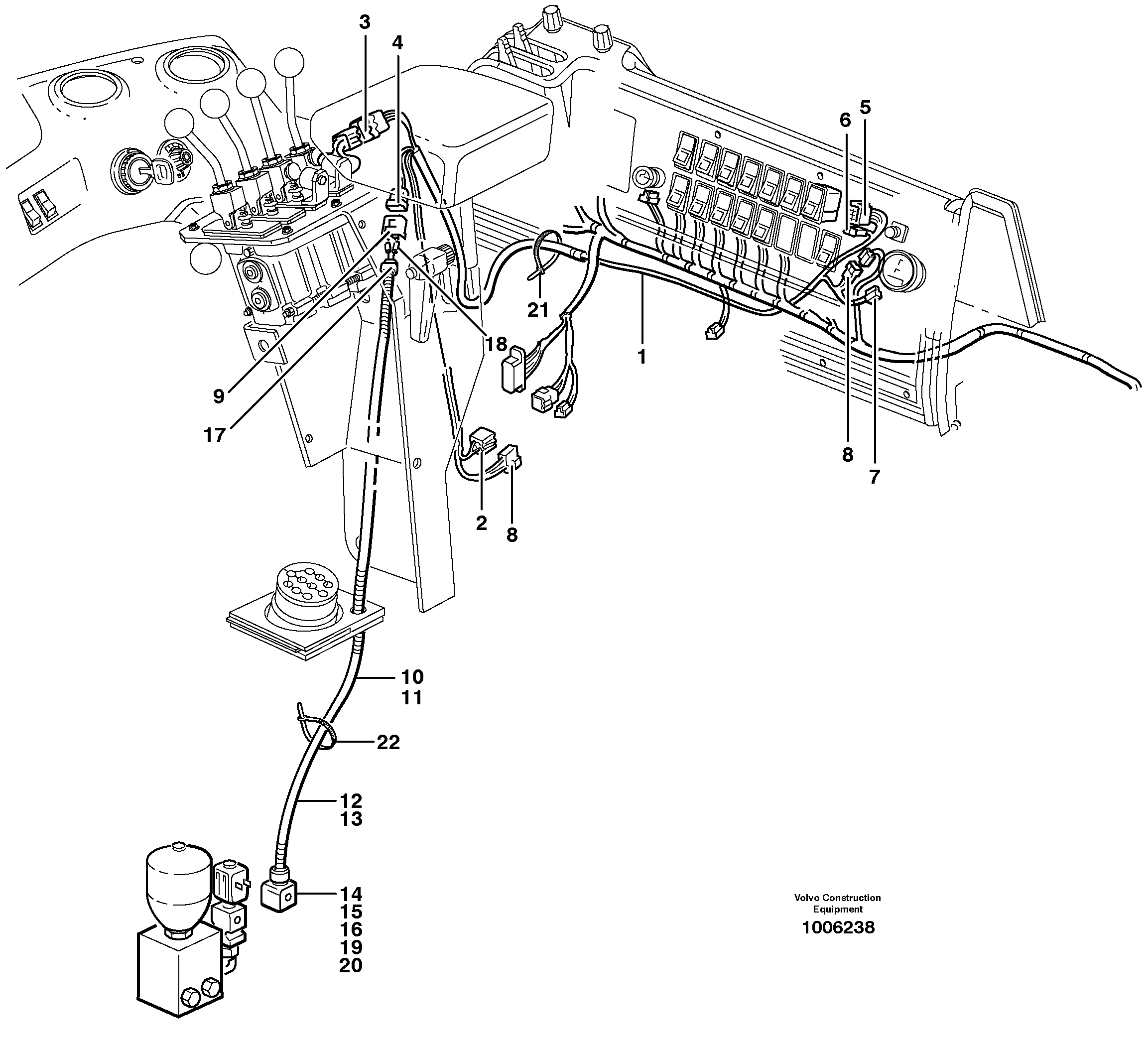 Cable harness for 3rd and 4th function.  80781, 83491 — volvo parts diagram