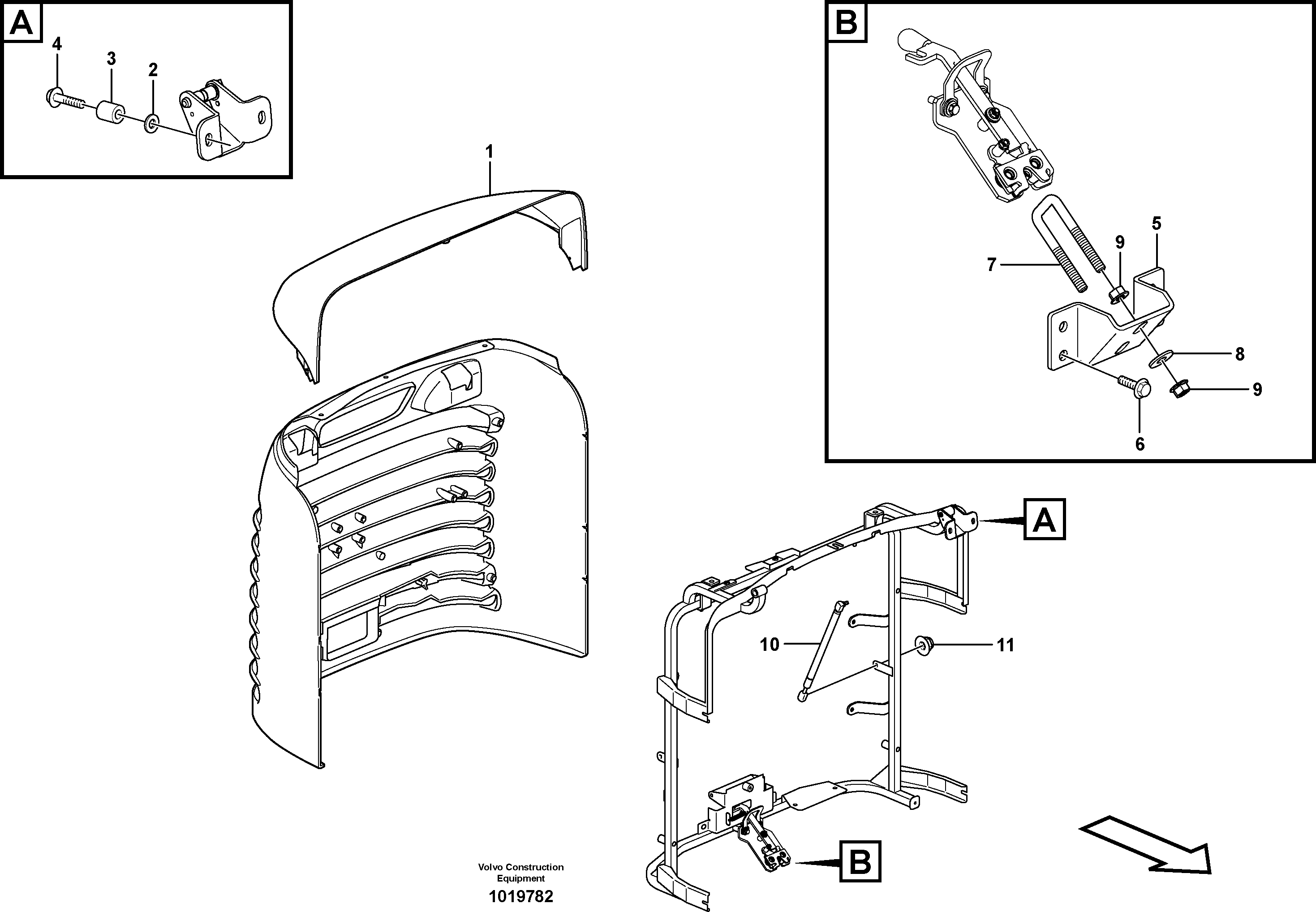 Radiator grille — volvo parts diagram