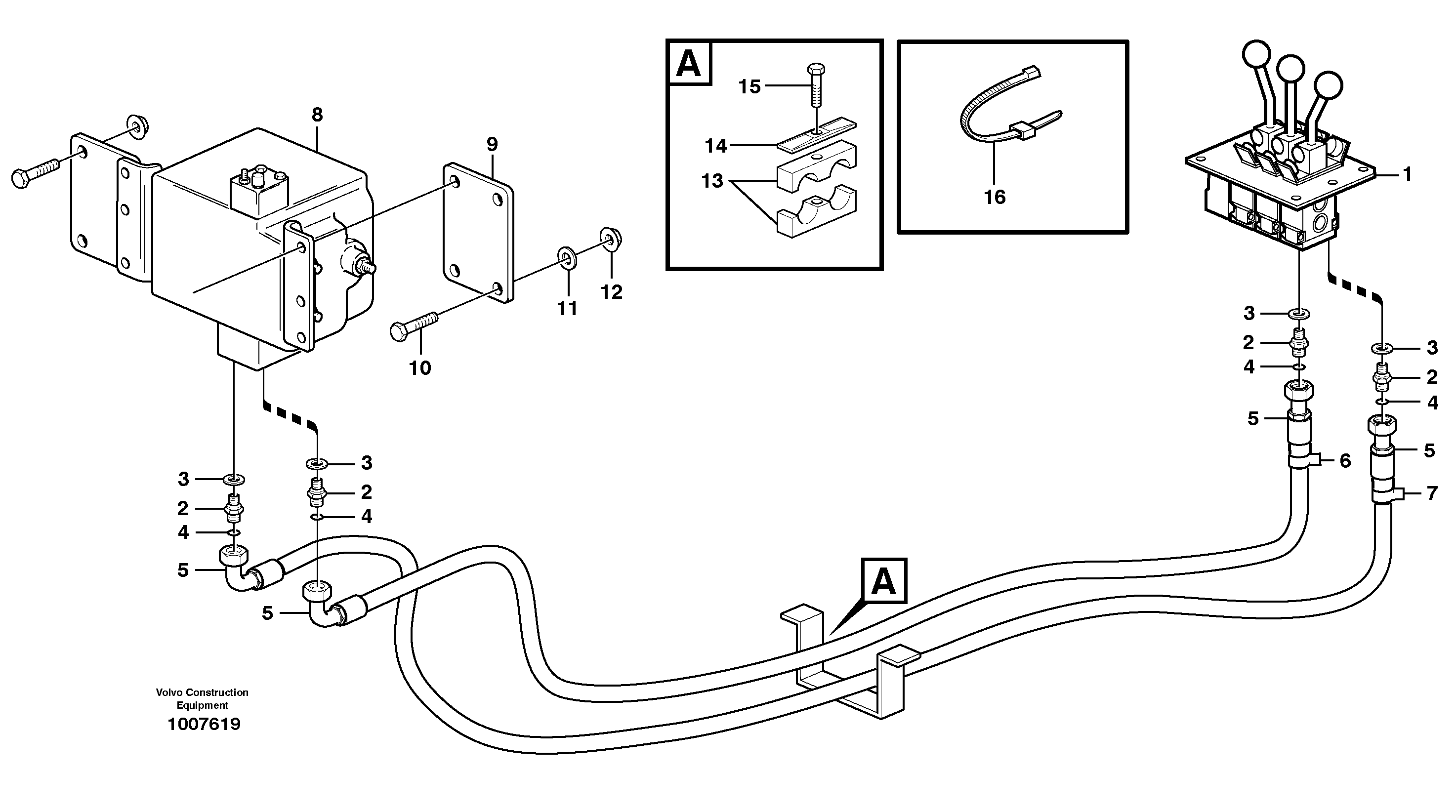 Servo - hydraulic 3rd function.  82046, 83469 — volvo parts diagram