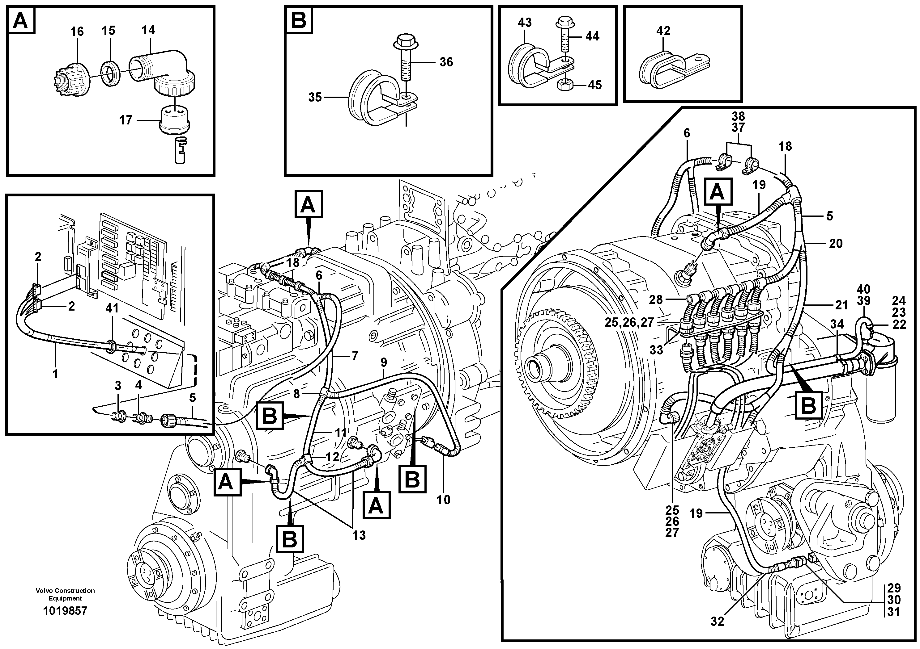 Cable harness for transmission with assembly parts. — volvo parts diagram
