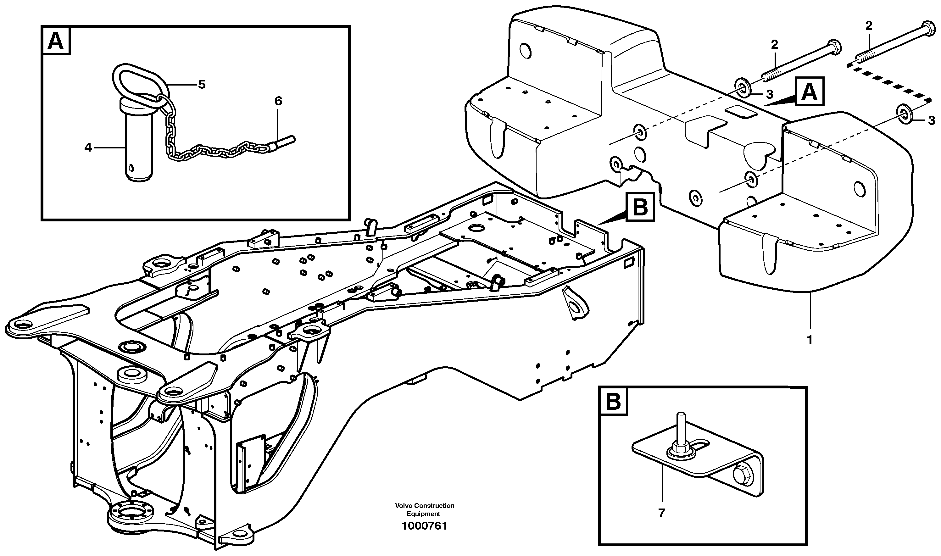 Rear hitch and counterweight — volvo parts diagram