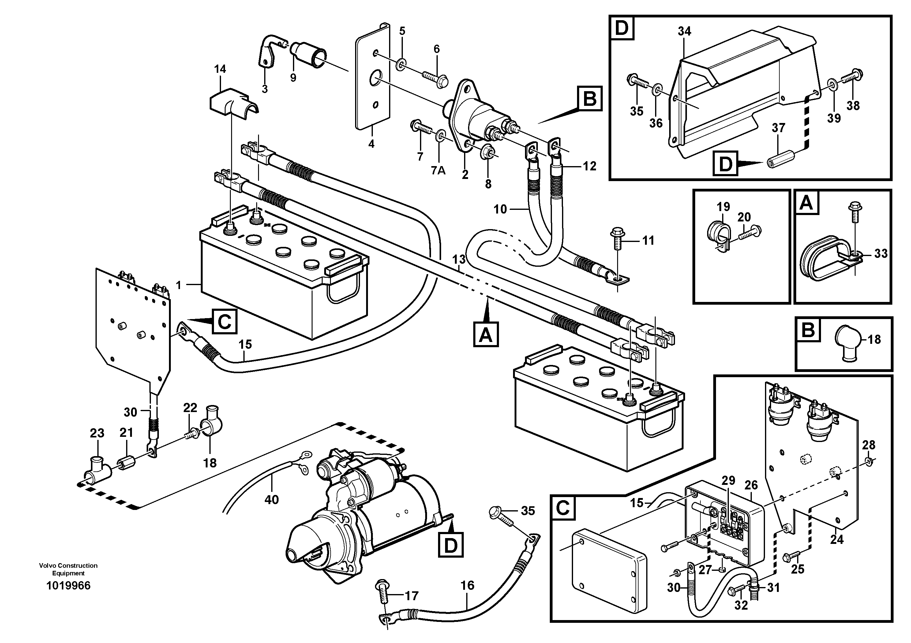 Battery cable and main switch — volvo parts diagram
