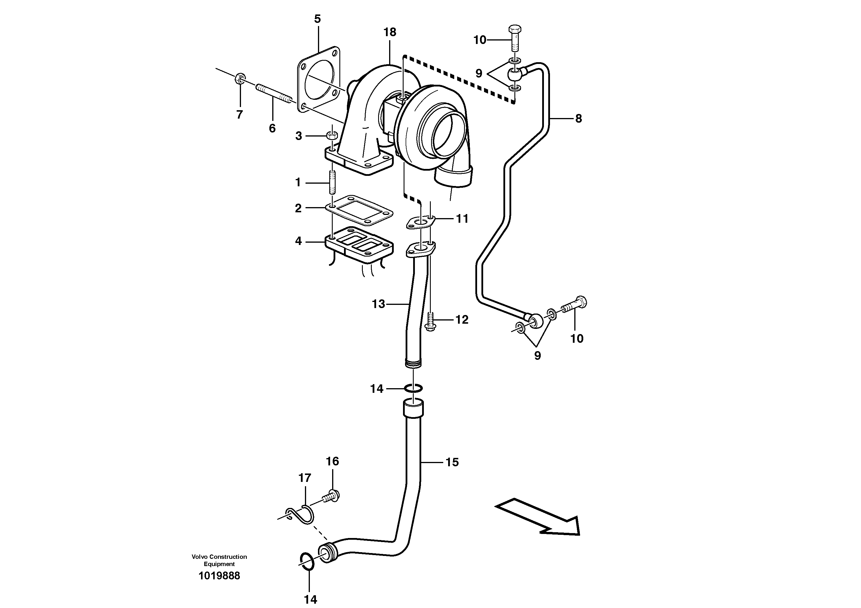 Turbocharger with fitting parts — volvo parts diagram