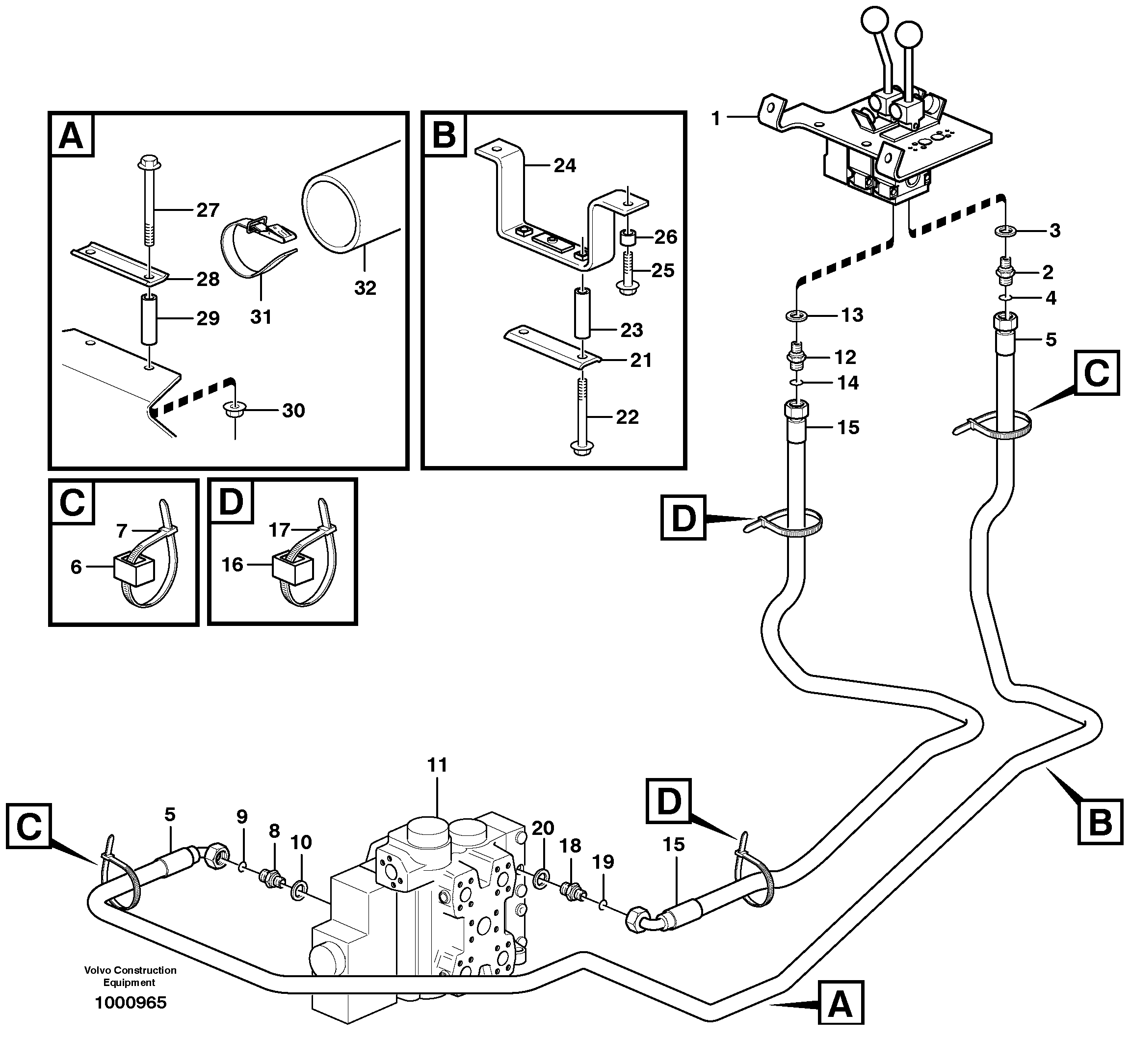 Servo - hydraulic, control lines, tilt — volvo parts diagram