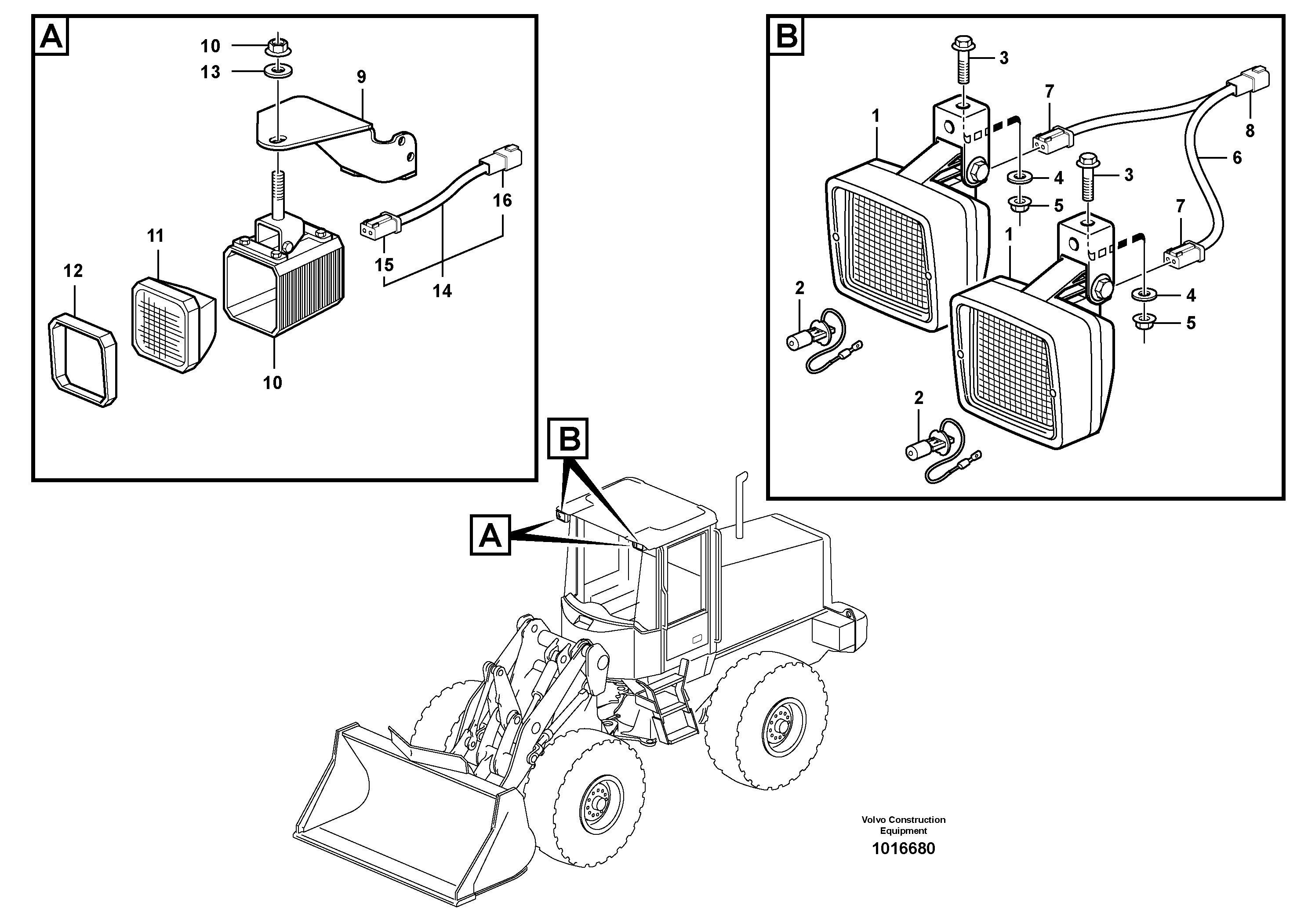Lighting, cab — volvo parts diagram