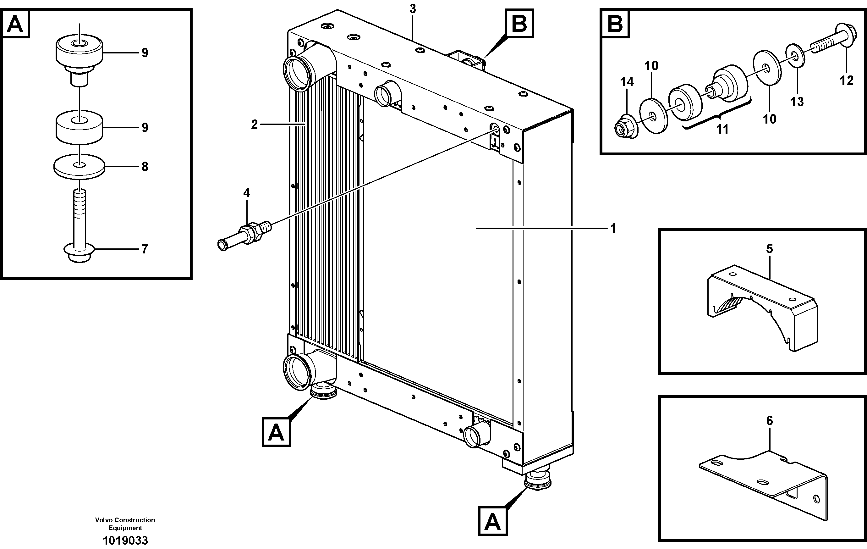 Radiator with fitting parts — volvo parts diagram