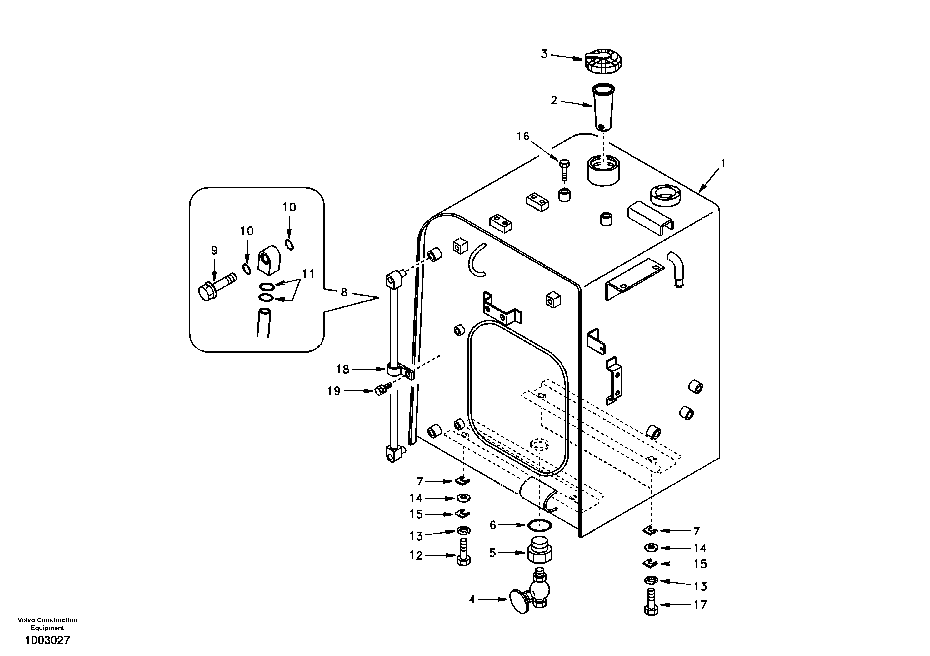 Fuel tank with fitting parts — volvo parts diagram