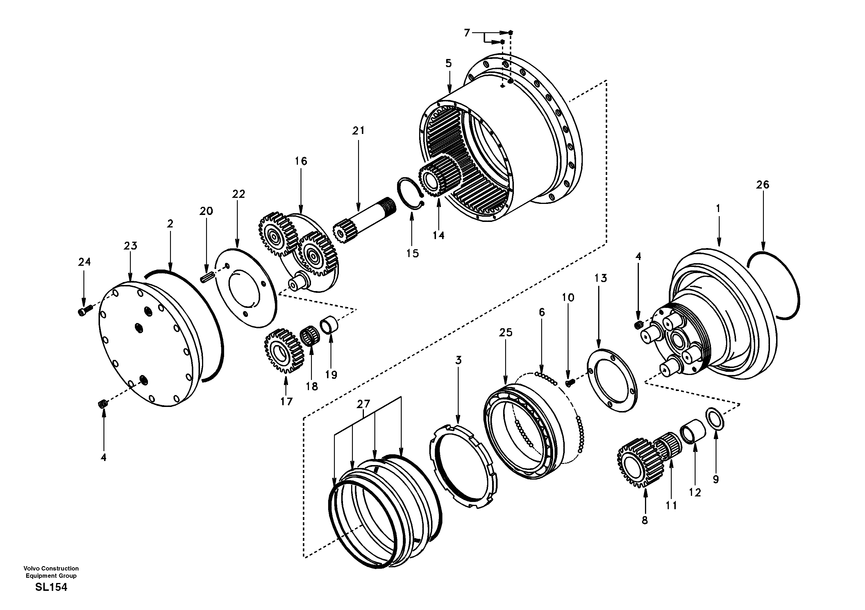 Travel gearbox — volvo parts diagram