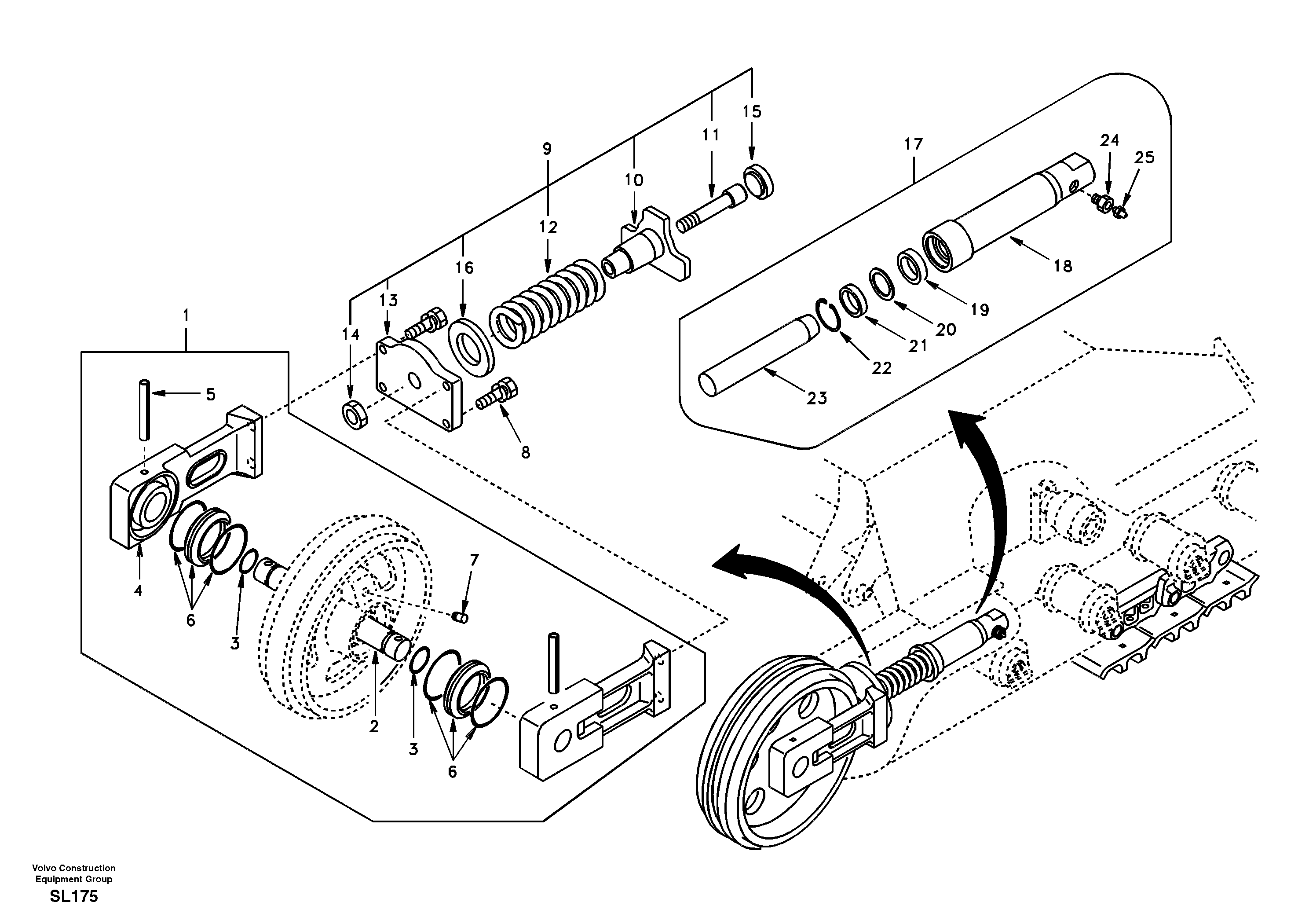 Front idler, spring package — volvo parts diagram